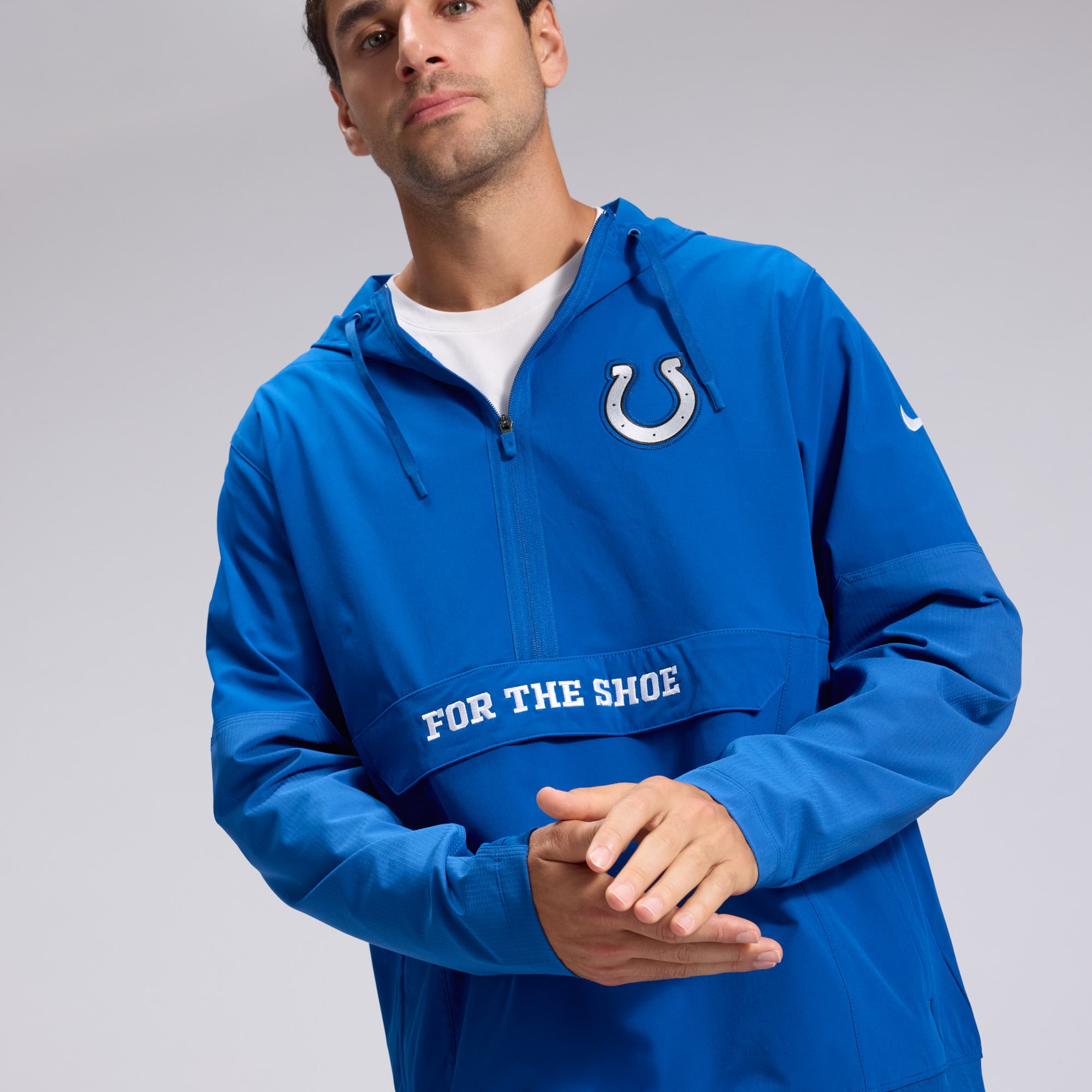Men's Nike Royal Indianapolis Colts 2026 Rivalries Collection Sideline Anorak Half-Zip Jacket