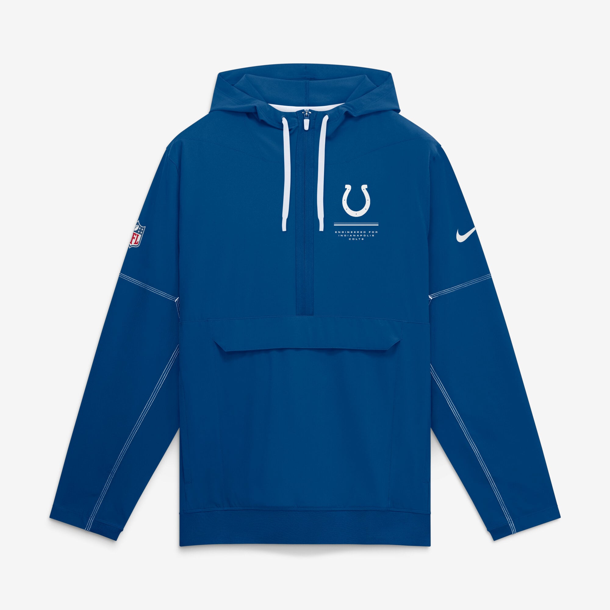 Men's Nike Royal Indianapolis Colts Sideline Logo Glory Anorak Half-Zip Hooded Jacket