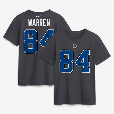 Tyler Warren Indianapolis Colts Nike 2026 Rivalries Collection Player Name & Number T-Shirt - Anthracite