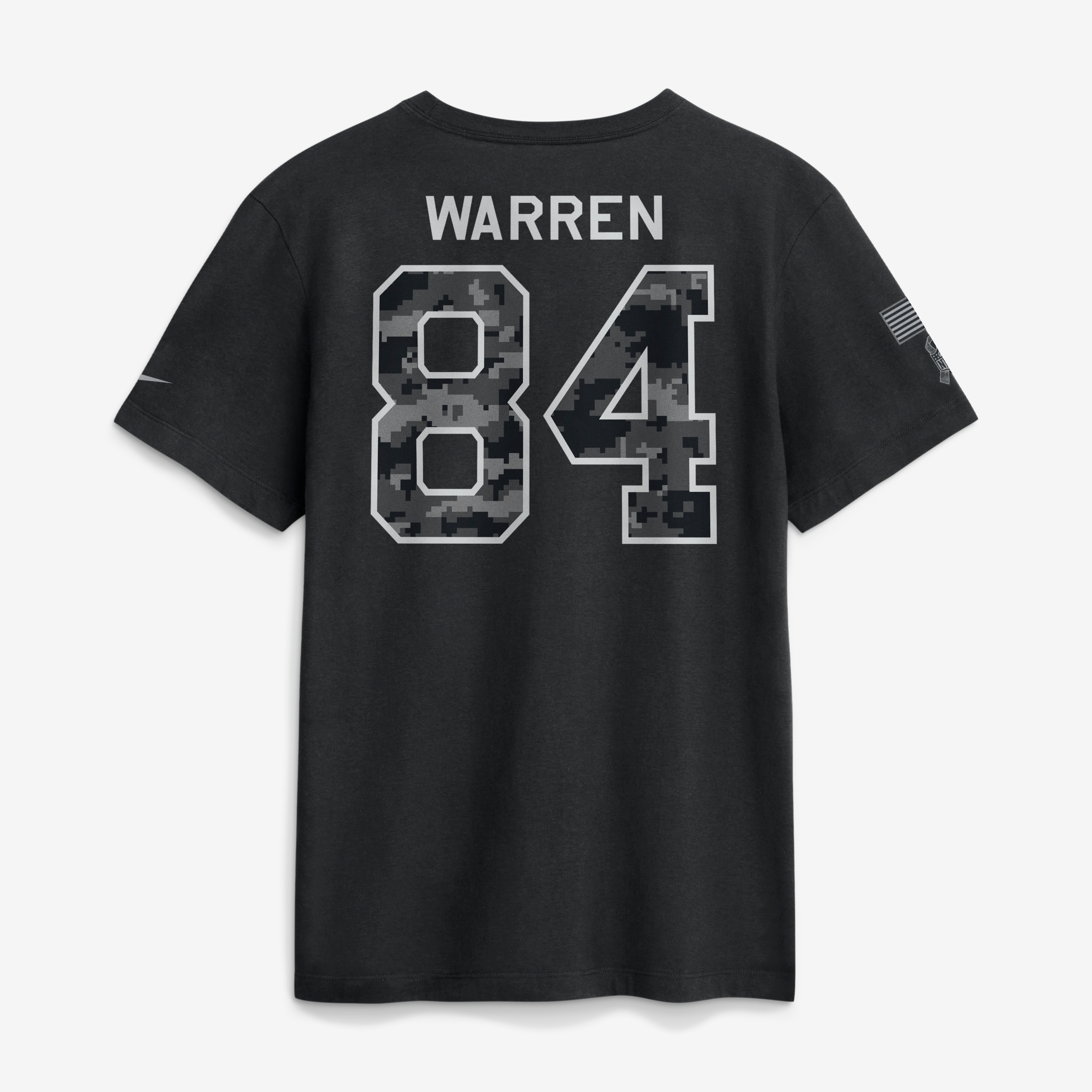 T-shirt Nike Tyler Warren noir pour homme, Indianapolis Colts 2026 Salute to Service, nom et numéro