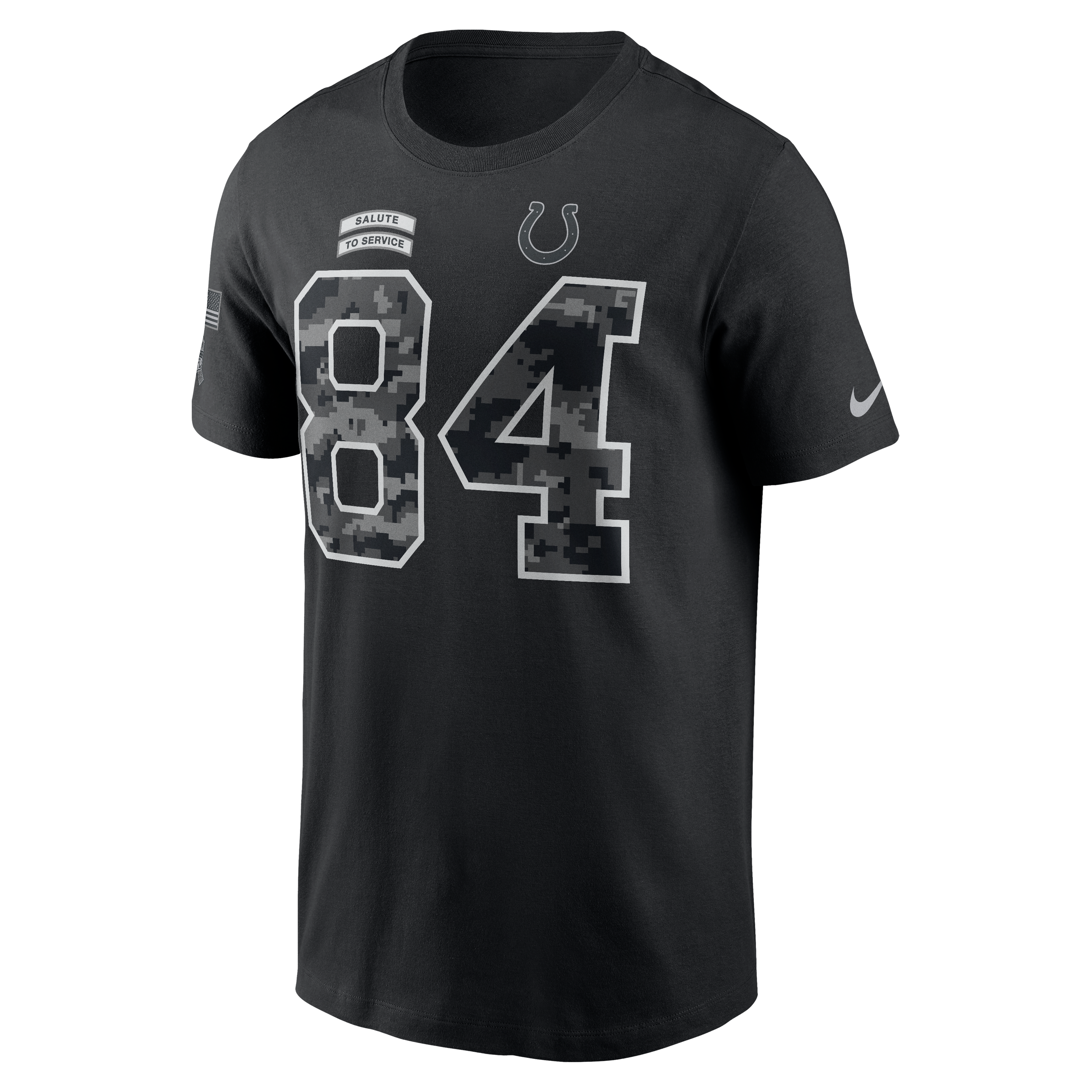 T-shirt Nike Tyler Warren noir pour homme, Indianapolis Colts 2026 Salute to Service, nom et numéro