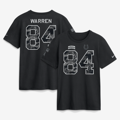 Tyler Warren Indianapolis Colts Nike 2026 Salute to Service Name & Number T-Shirt - Black