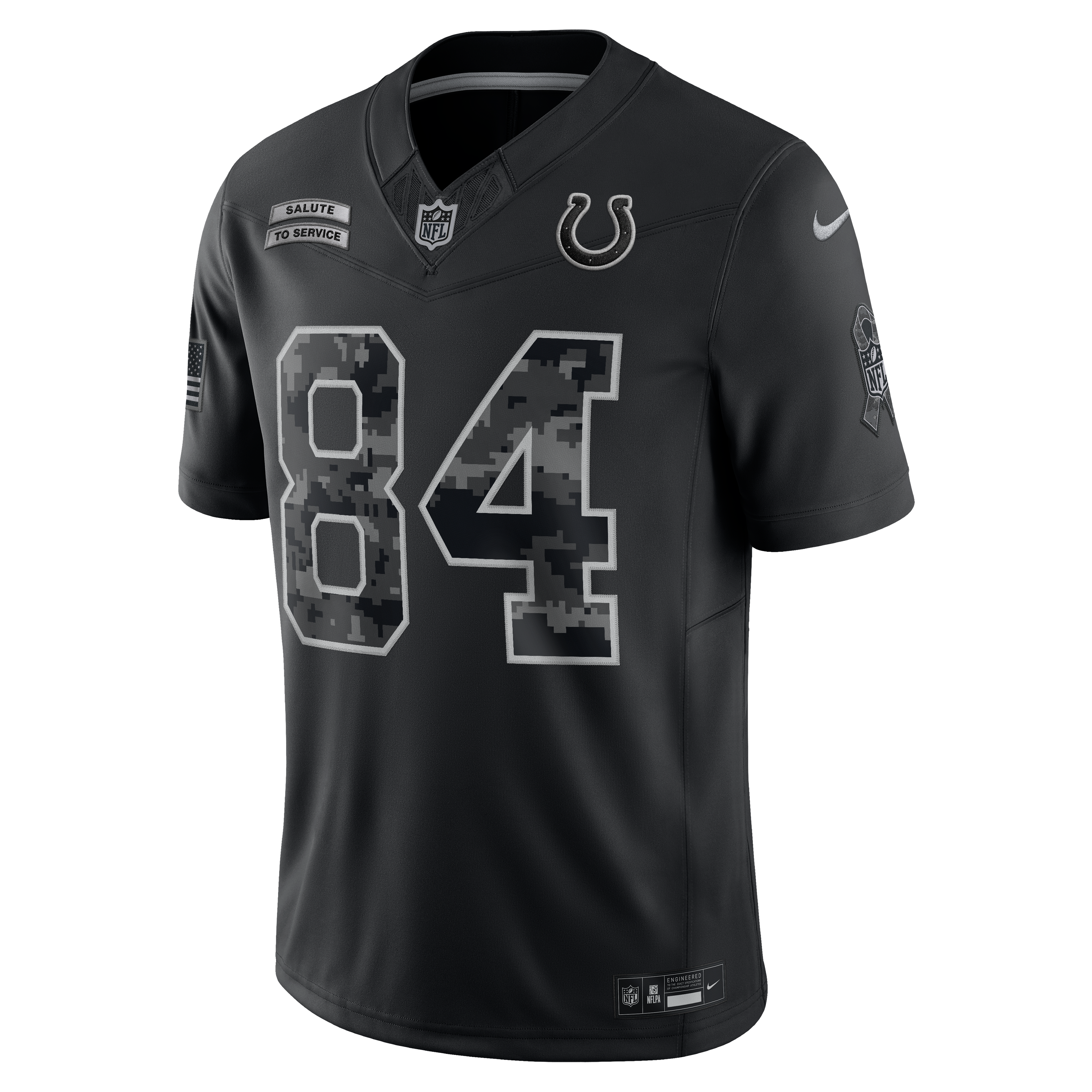 Maillot Nike Tyler Warren noir Indianapolis Colts 2026 Salute to Service, édition limitée cousue