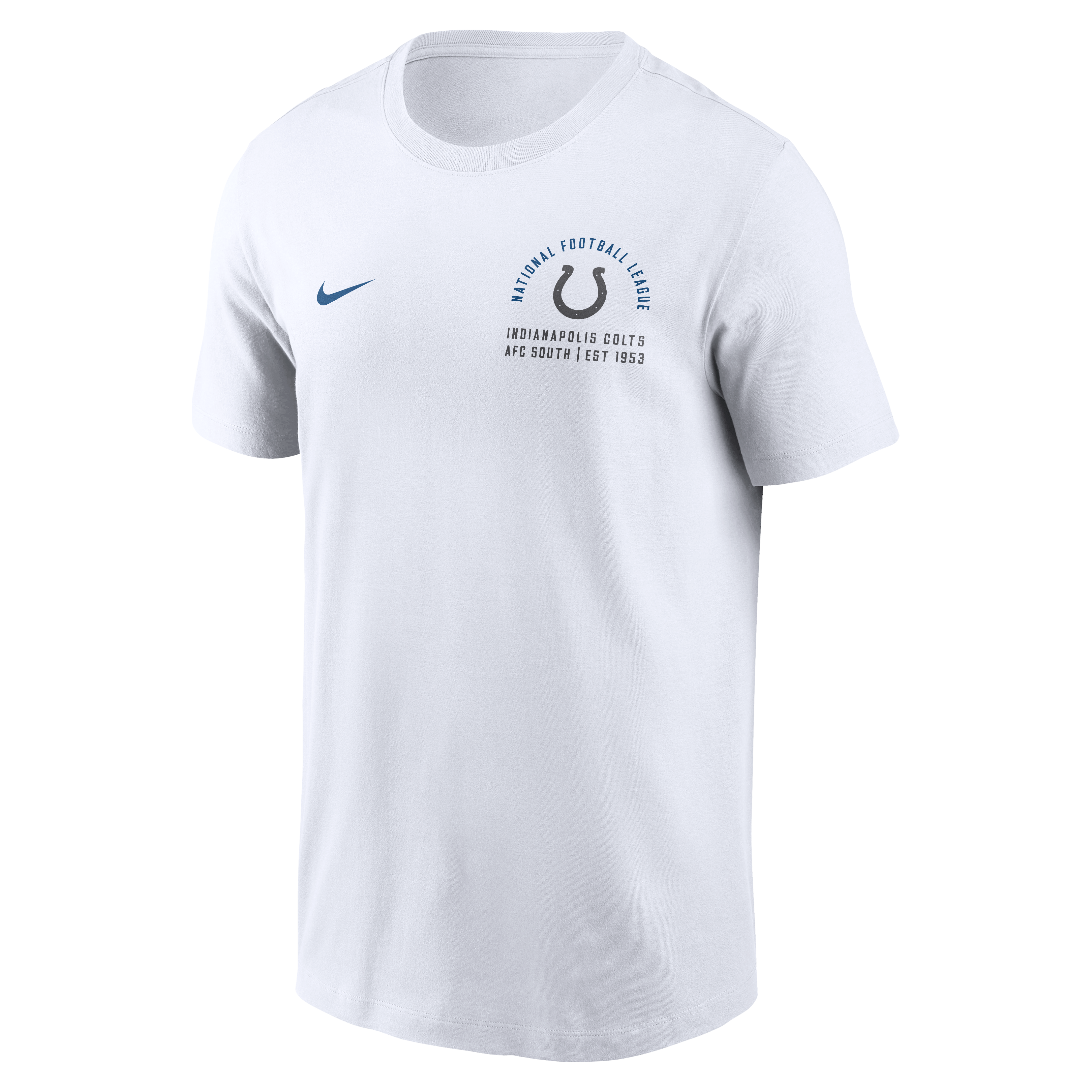 T-shirt Nike blanc pour homme avec logo divisé des Indianapolis Colts