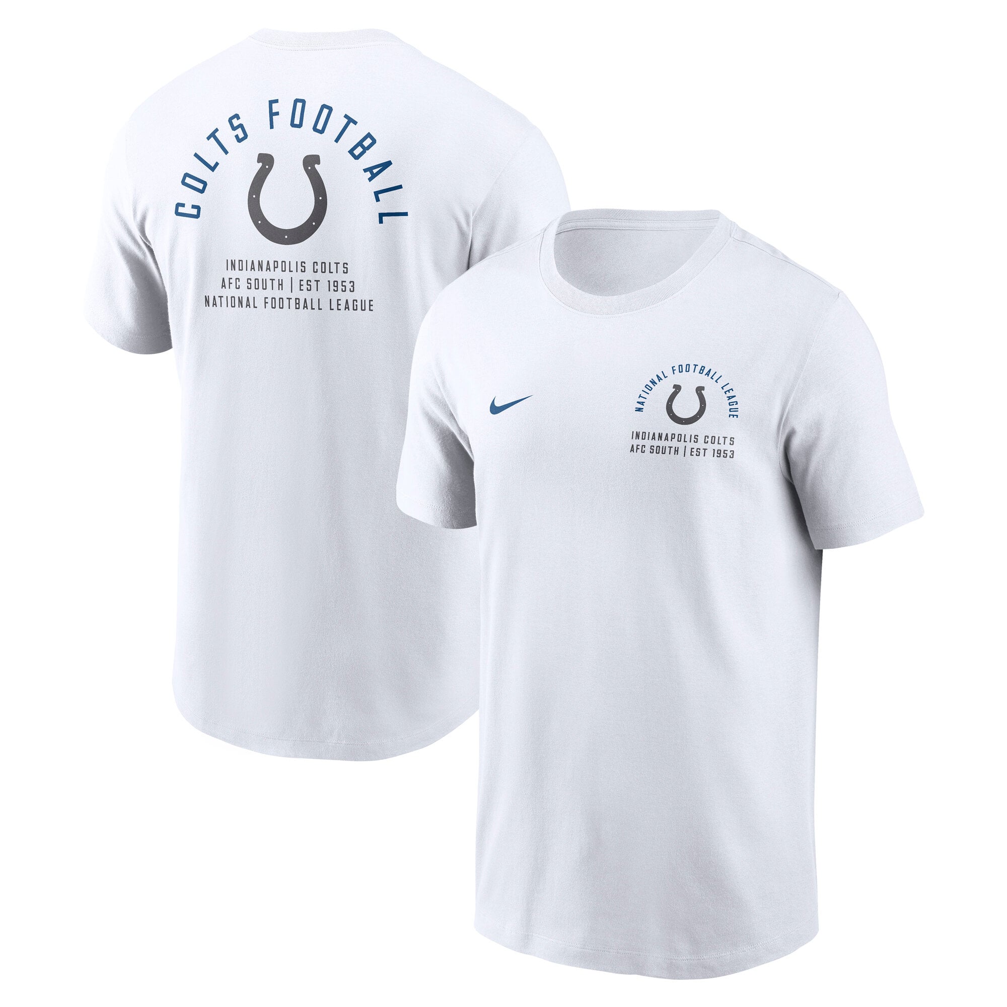 T-shirt Nike blanc pour homme avec logo divisé des Indianapolis Colts