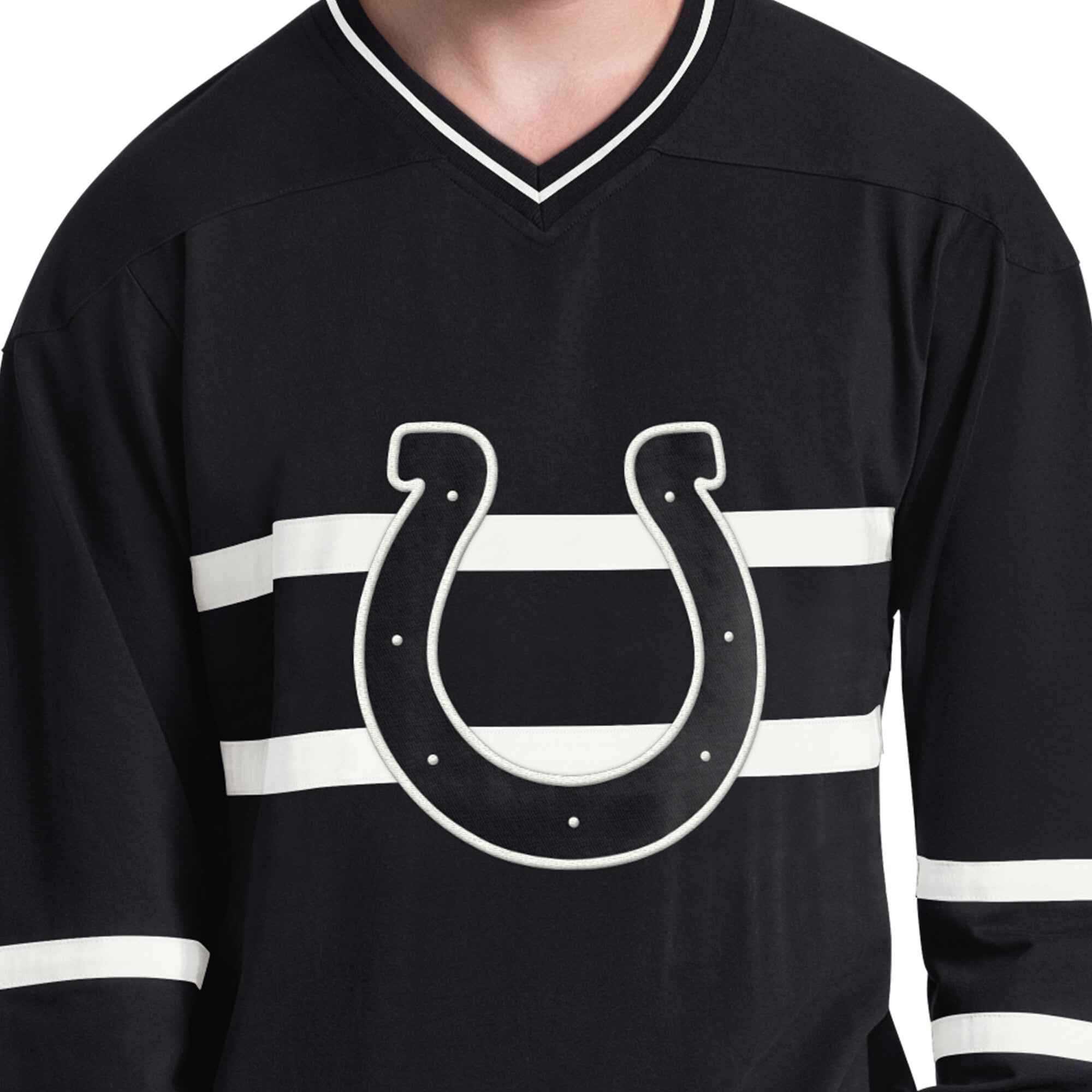 Men's Starter Black/White Indianapolis Colts Lineup Long Sleeve T-Shirt