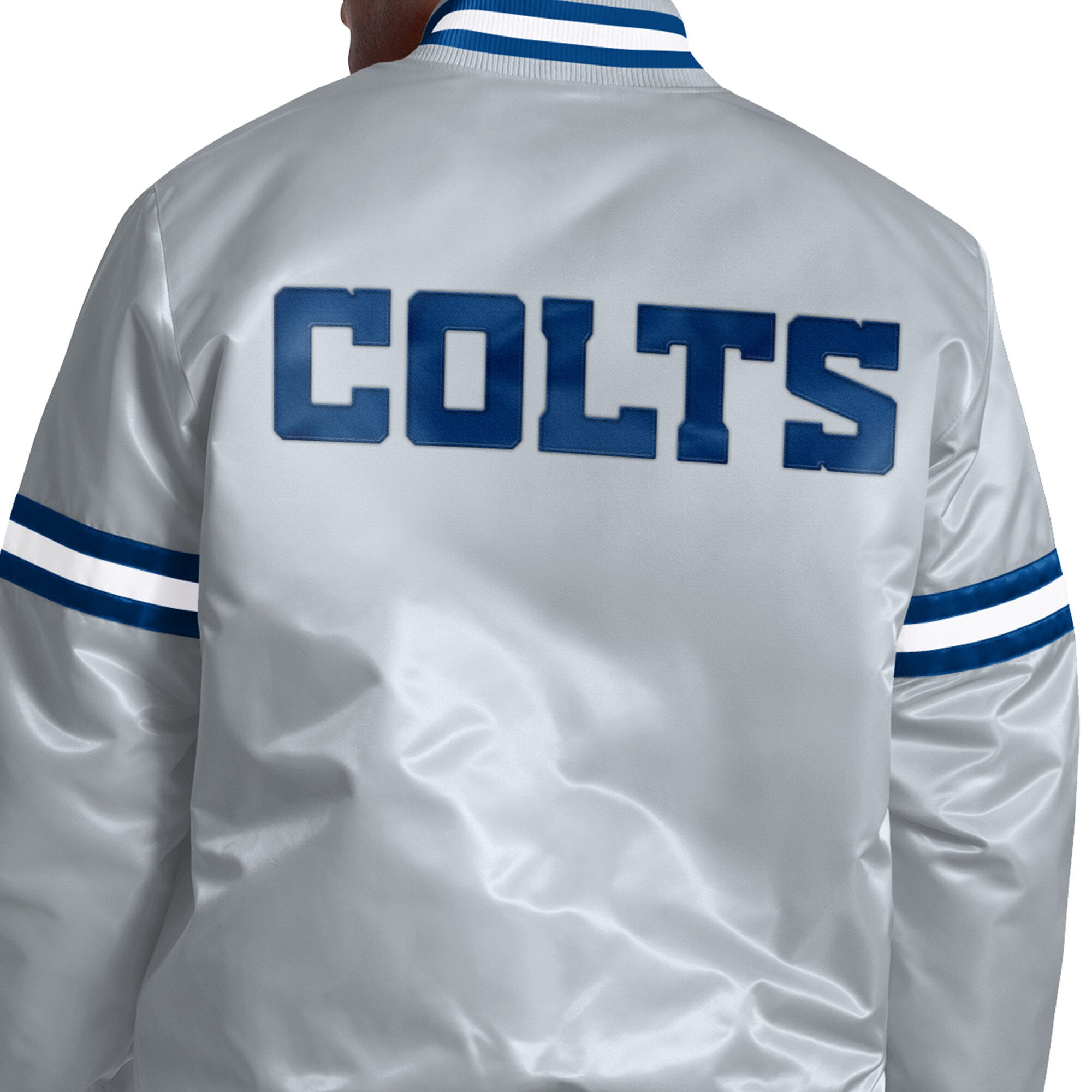 Veste universitaire Starter grise pour homme, logo alternatif Indianapolis Colts Courtside II, fermeture à boutons-pression.