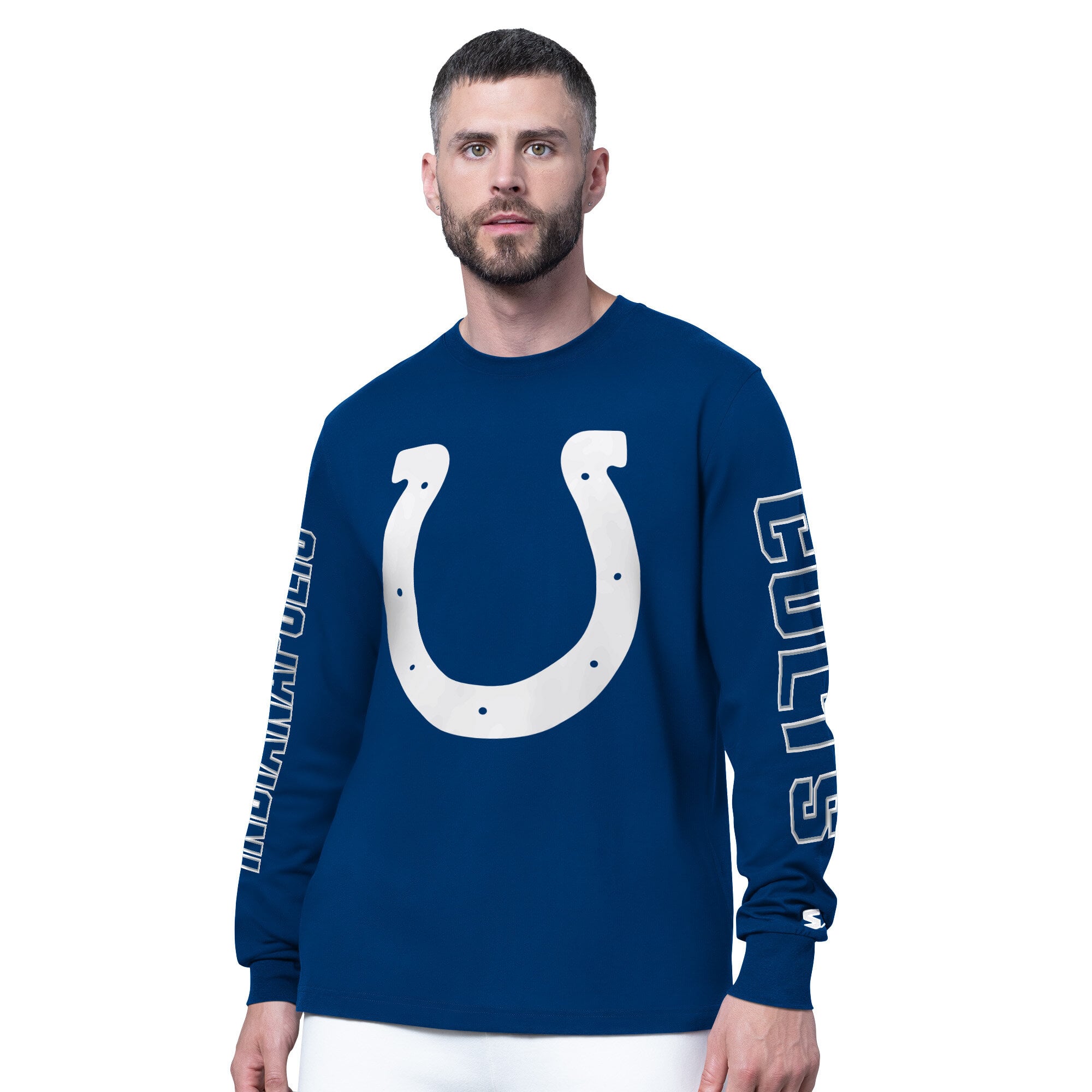 Men's Starter Royal Indianapolis Colts Clutch Hit II Long-Sleeve T-Shirt