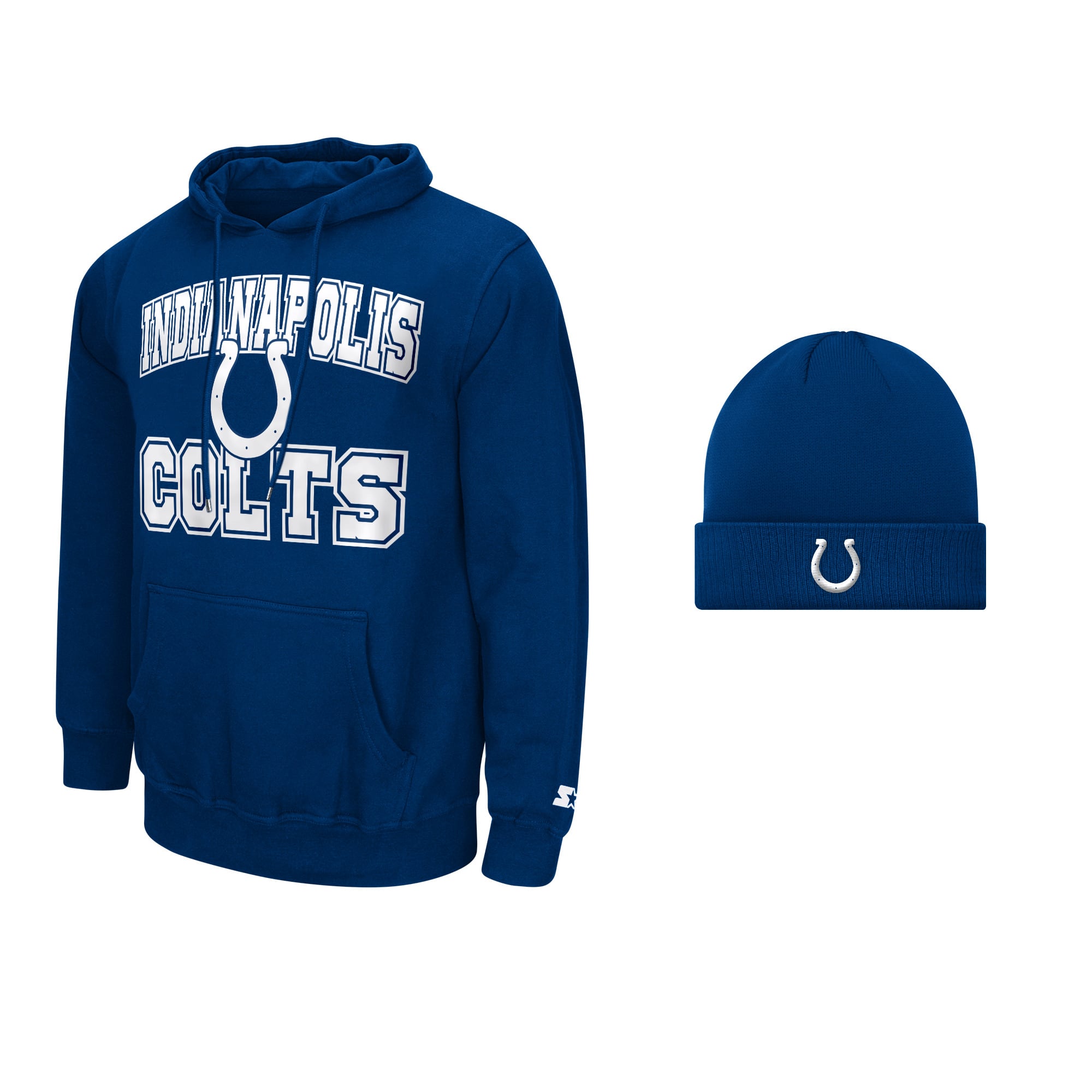 Men's Starter Royal Indianapolis Colts Hoodie and Cuffed Knit Hat Combo Pack