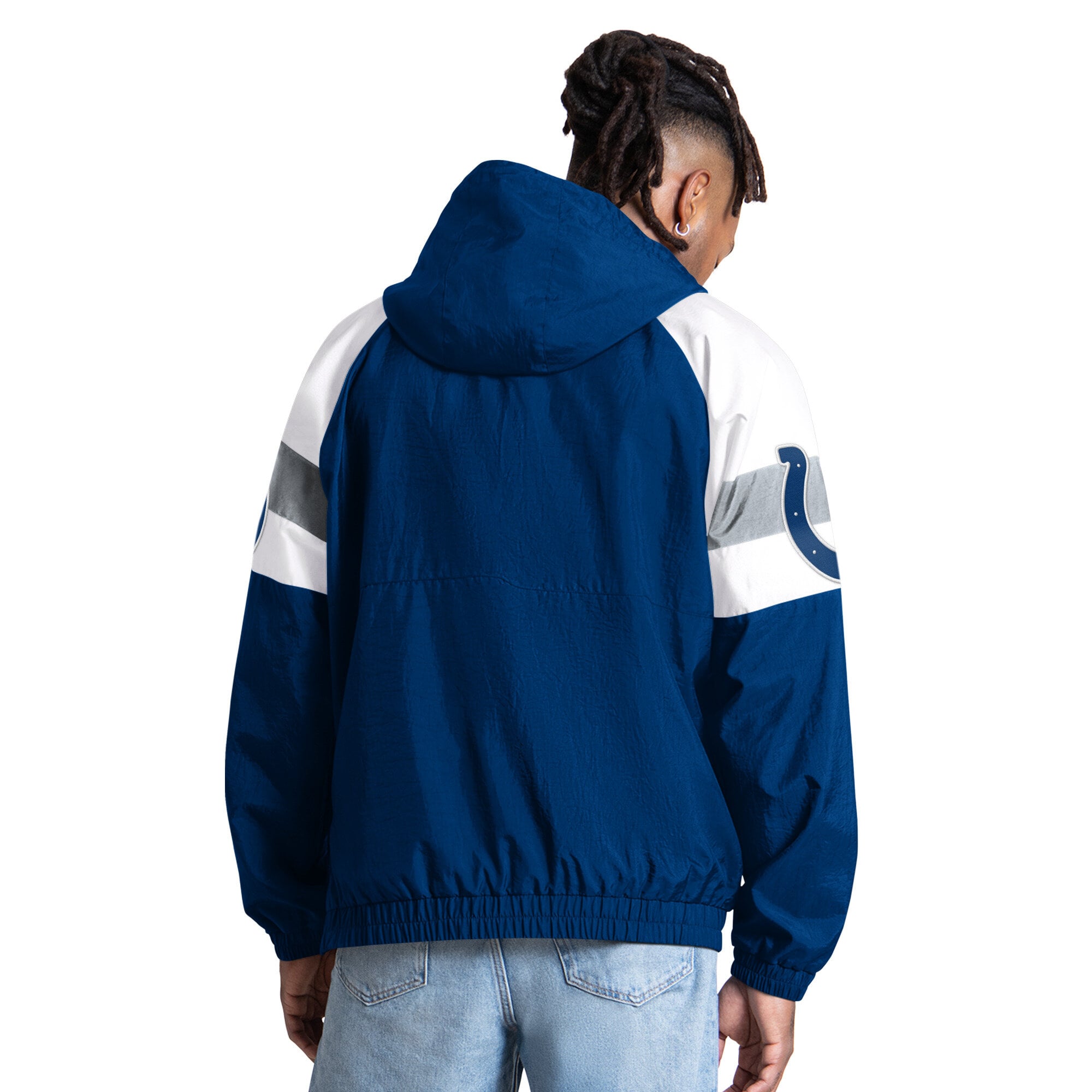 Men's Starter Royal Indianapolis Colts Street Cut Half-Zip Jacket