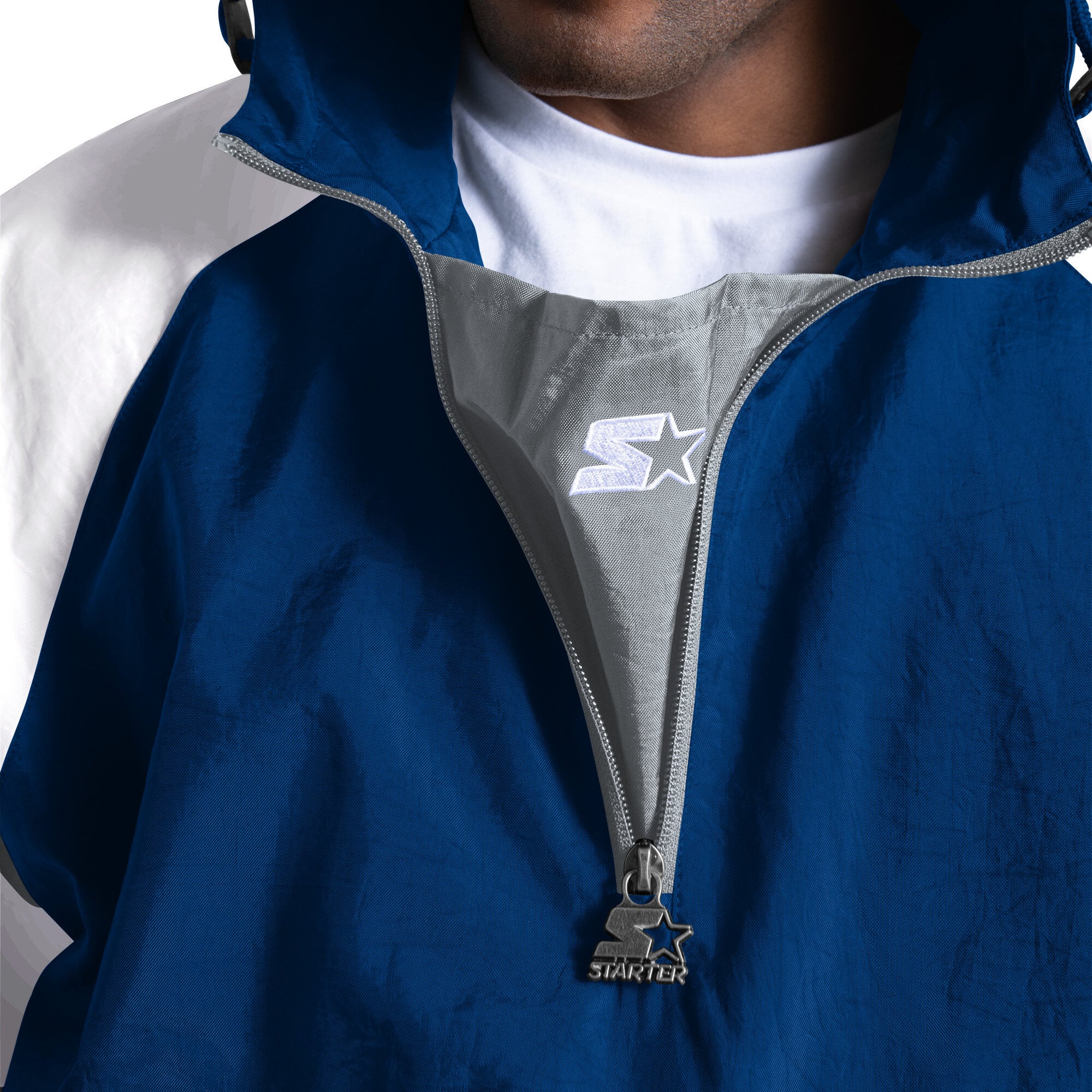 Men's Starter Royal Indianapolis Colts Street Cut Half-Zip Jacket