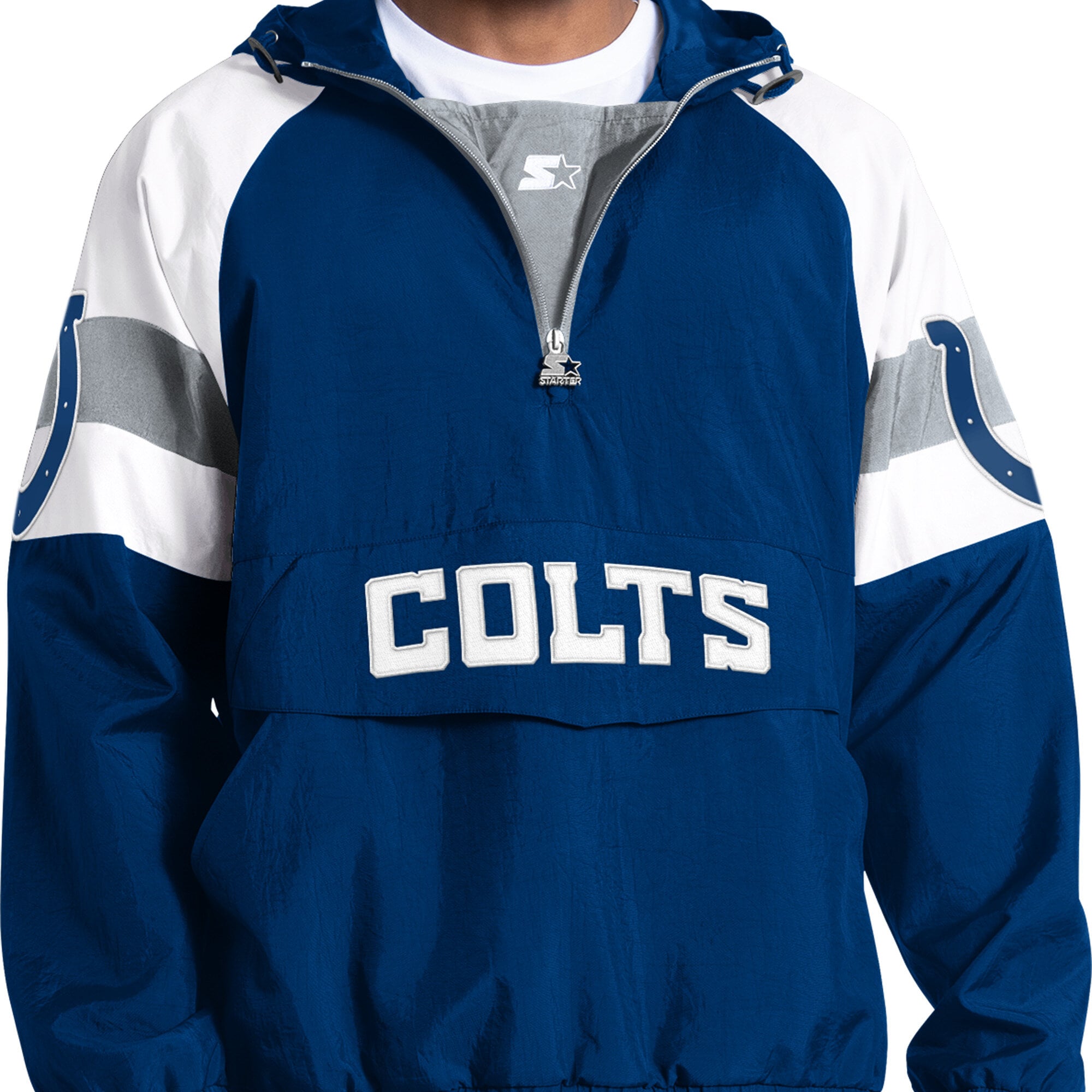 Men's Starter Royal Indianapolis Colts Street Cut Half-Zip Jacket