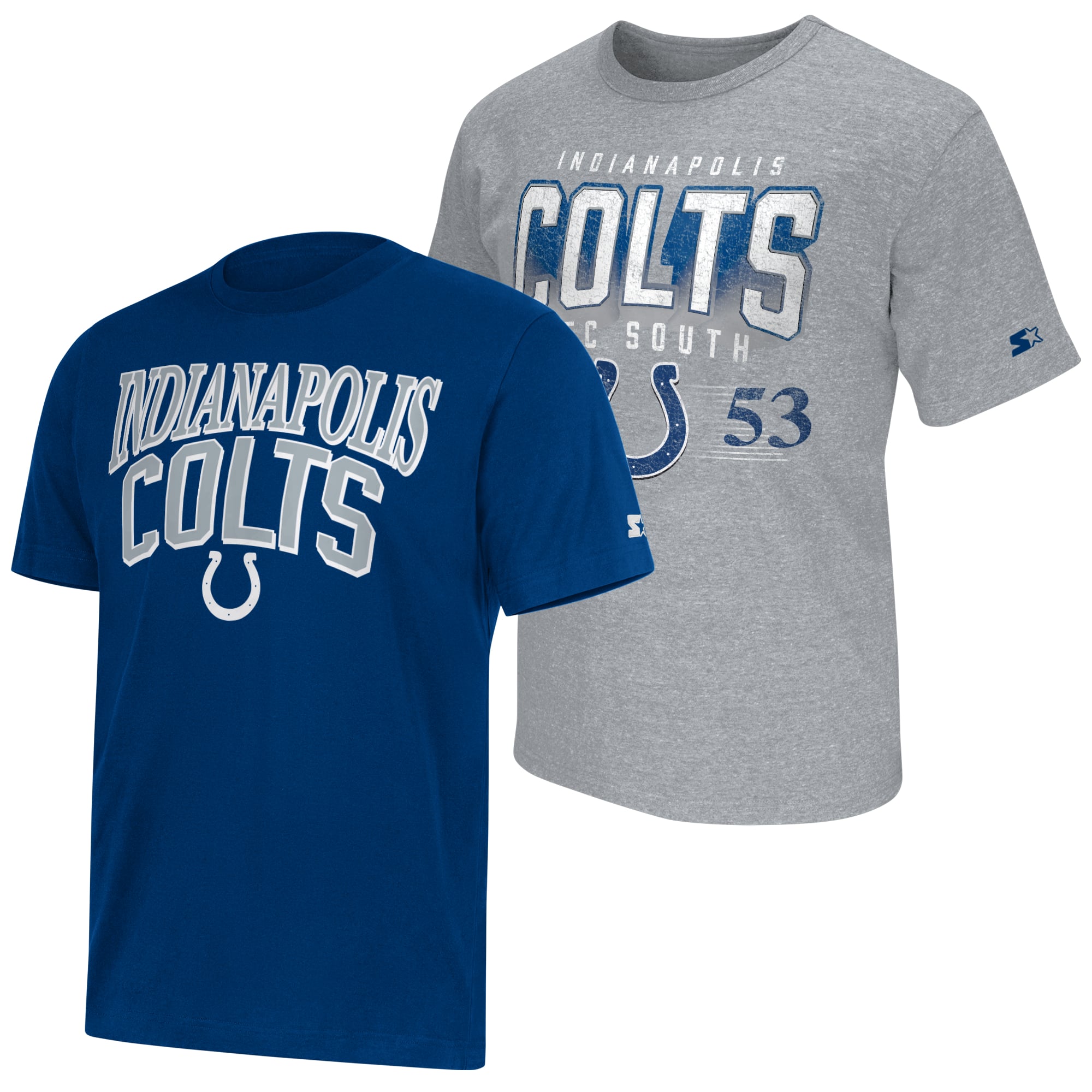 Ensemble de deux t-shirts à logo Indianapolis Colts pour homme, coloris bleu royal/gris chiné
