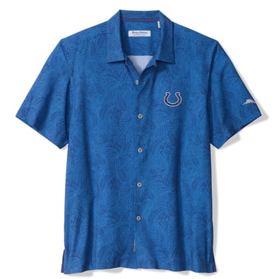 Indianapolis Colts Tommy Bahama Saltwater Fronds Short Sleeve Button-Up Shirt - Royal