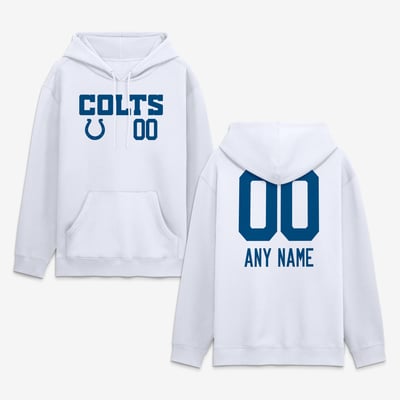 Indianapolis Colts  Touchdown Wordmark Personalized Name & Number Hoodie - White