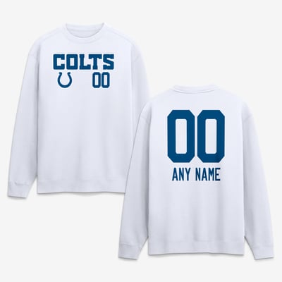 Indianapolis Colts  Touchdown Wordmark Personalized Name & Number Sweatshirt - White