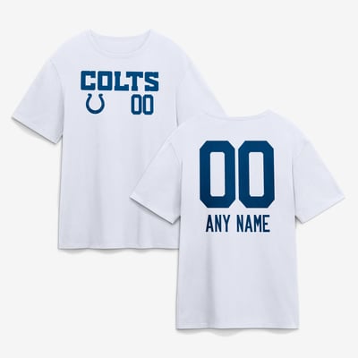 Indianapolis Colts  Touchdown Wordmark Personalized Name & Number T-Shirt - White