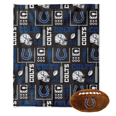 Indianapolis Colts Pegasus 50" x 60" Blackout Team Spirit Ultra Soft Throw & Plush Football Combo Pack
