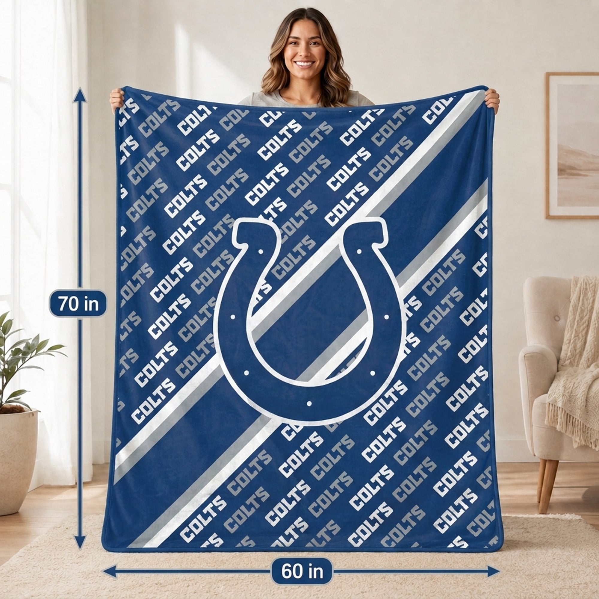 Couverture ultra douce Pegasus Indianapolis Colts 60" x 70" (diagonale doublée)