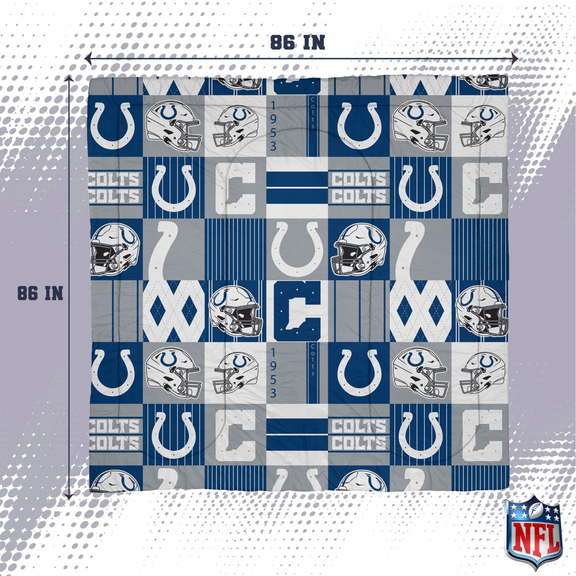 Pegasus Indianapolis Colts Patchwork Plaid Three-Piece Full/Queen Bed in a Bag Set