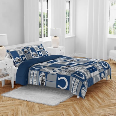 Indianapolis Colts Pegasus Patchwork Plaid Three-Piece Full/Queen Bed in a Bag Set