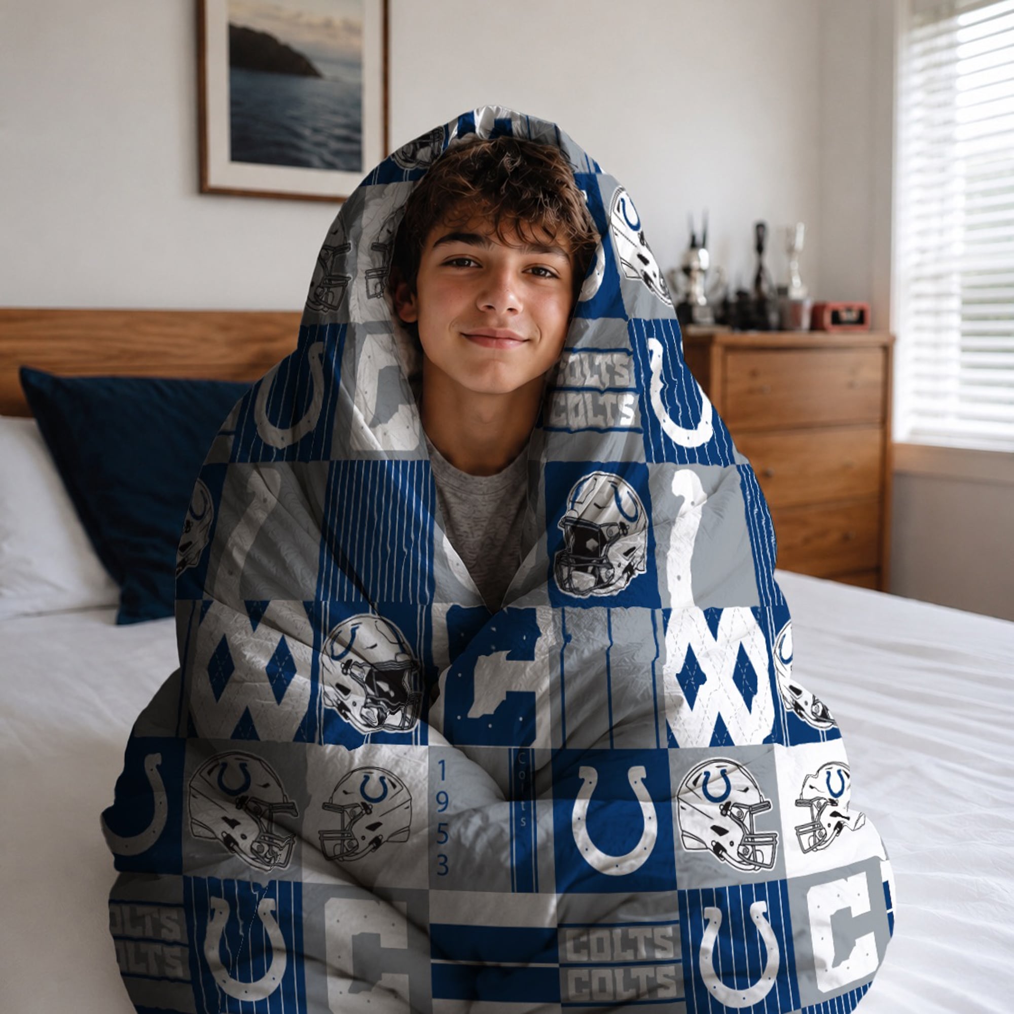Pegasus Indianapolis Colts Patchwork Plaid Two-Piece Twin/Twin XL Bed in a Bag Set
