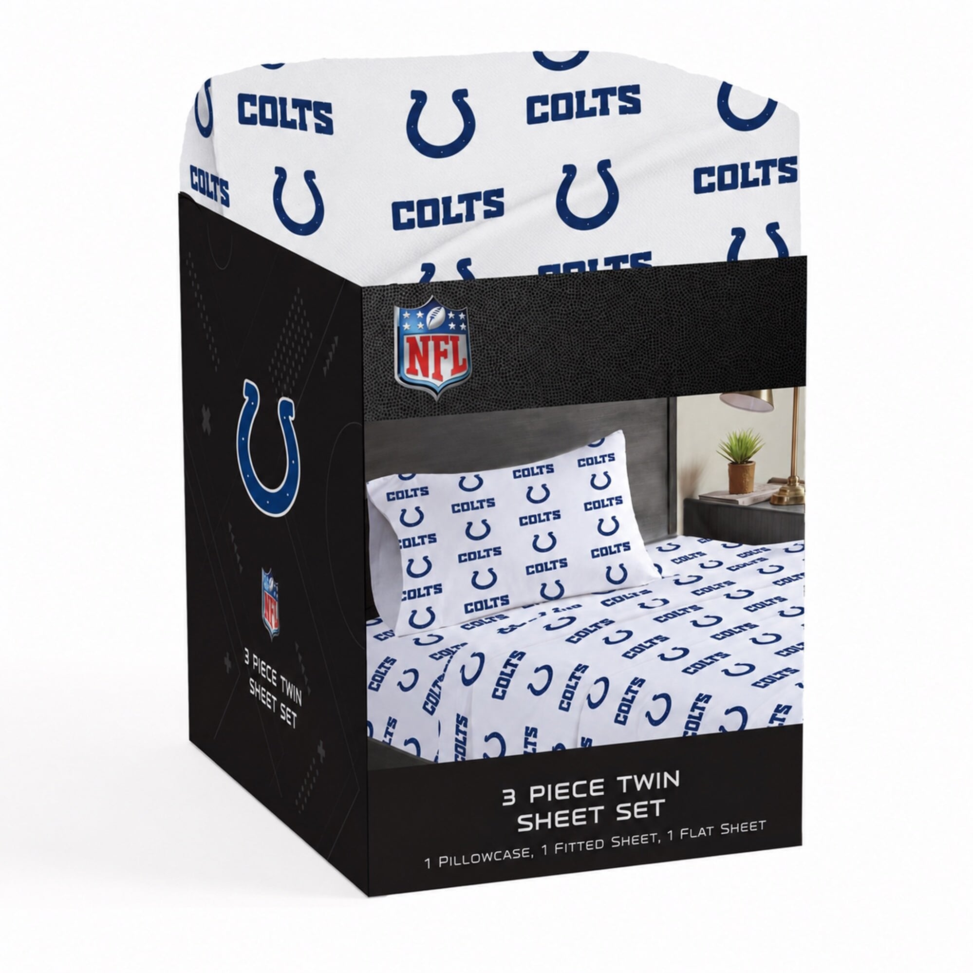 Pegasus Indianapolis Colts Three-Piece Twin Sheet Set