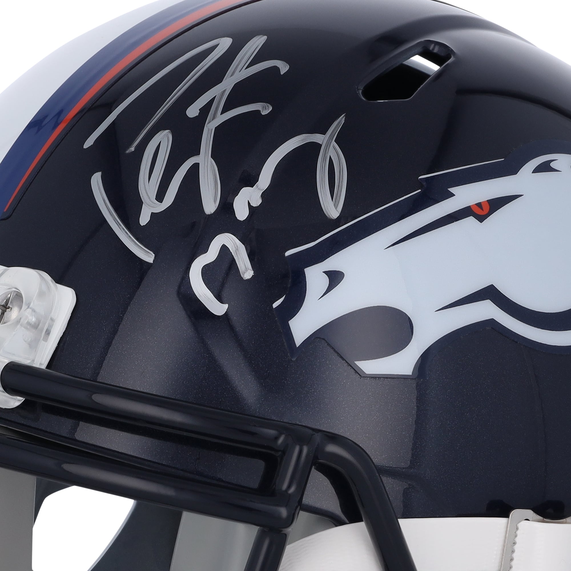 Casque réplique demi-moitié Riddell Speed ​​autographié par Peyton Manning Indianapolis Colts et Denver Broncos - Signature du côté Indianapolis