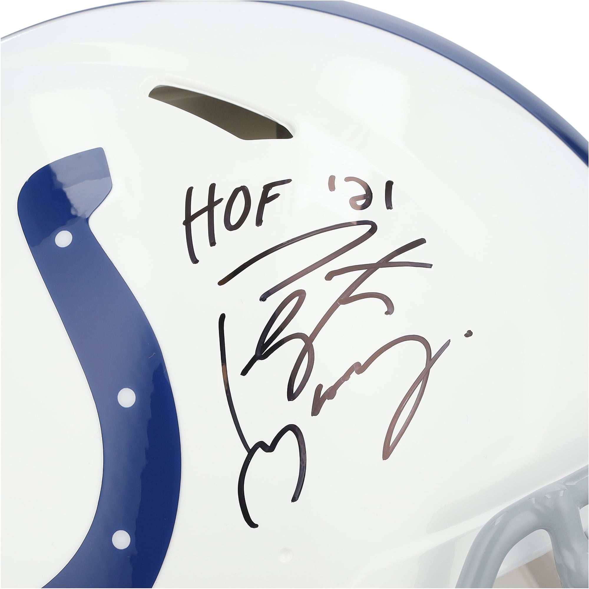 Casque Riddell Speed ​​Authentic rétro 2004-2019 autographié par Peyton Manning (Indianapolis Colts) avec inscription « HOF 21 ».