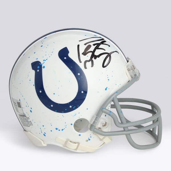 Maillot De Football Américain Peyton Manning Broncos Signé - Réplique Marine Avec Inscription - Authentifié