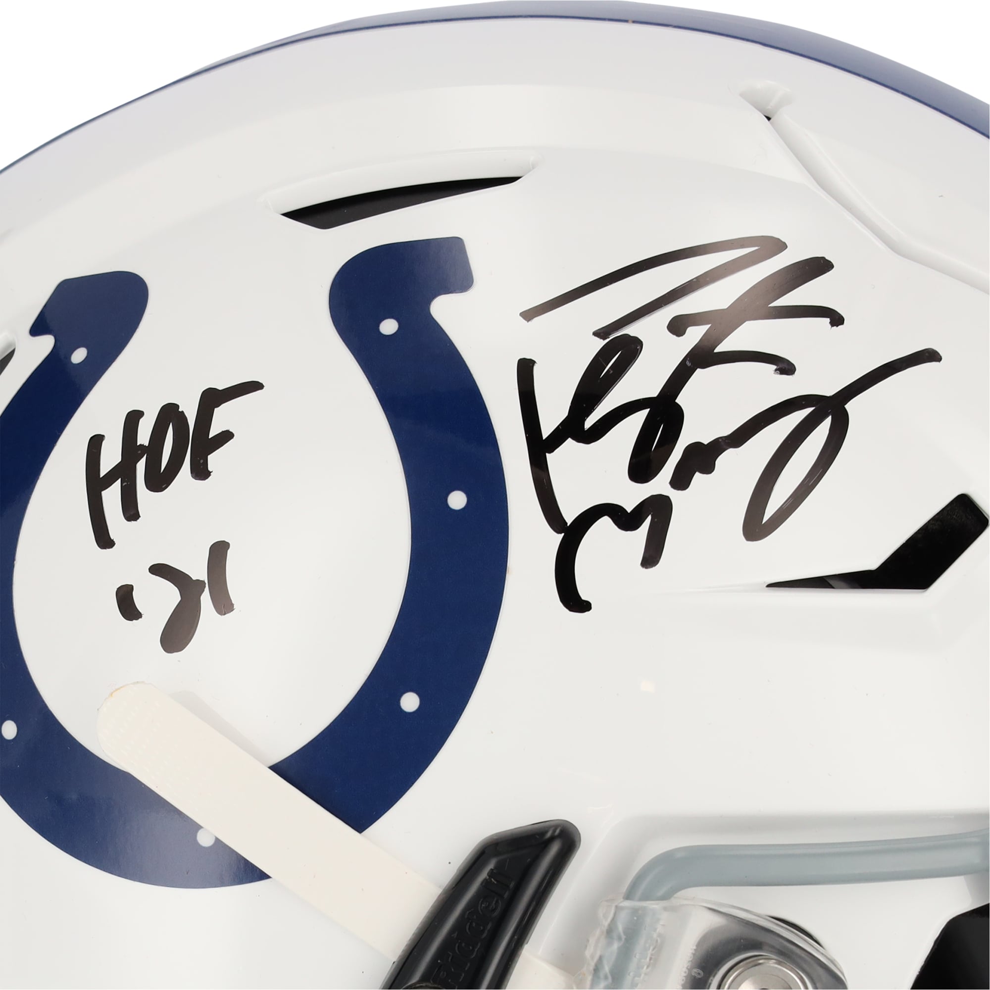 Casque authentique Riddell Speed ​​Flex autographié par Peyton Manning Indianapolis Colts avec inscription « HOF 21 »