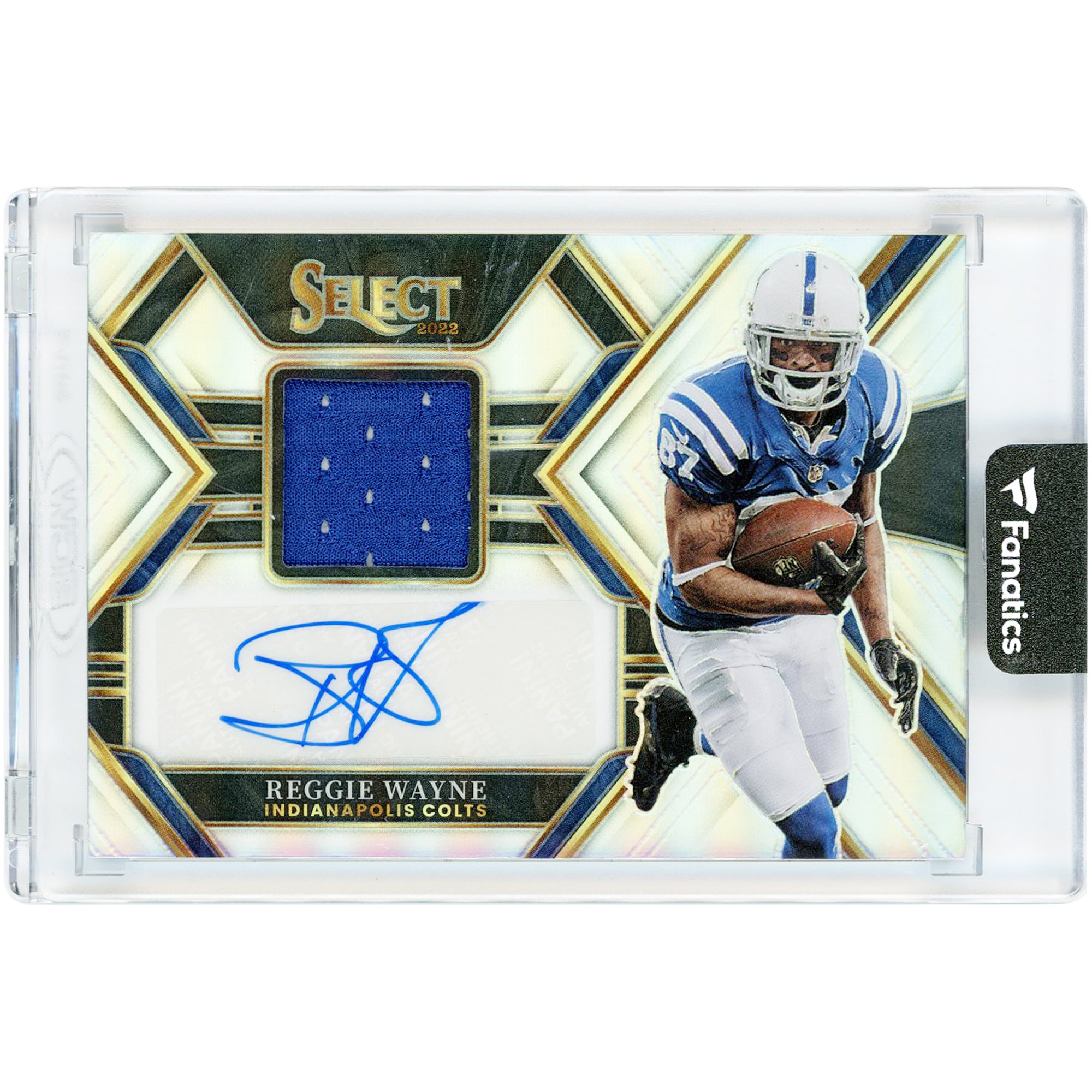 Carte autographiée par Reggie Wayne des Indianapolis Colts, Panini Select Relic Silver Prizm 2022 #SMP-RW #62/199
