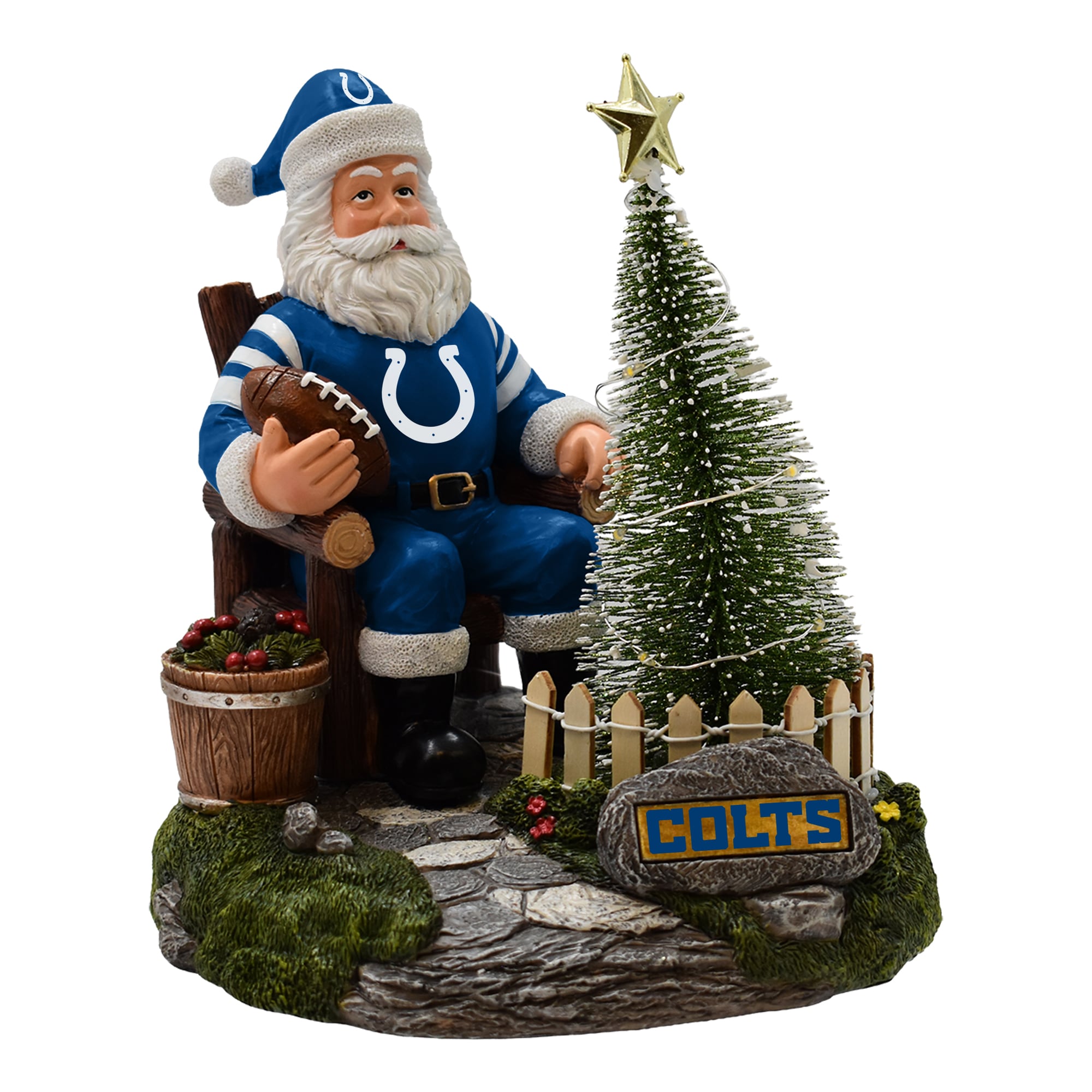 Figurine de Père Noël des Colts d'Indianapolis avec sapin LED de The Memory Company