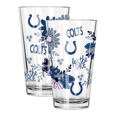 Indianapolis Colts The Memory Company Two-Piece 16oz. Flowers Pint Glass Set