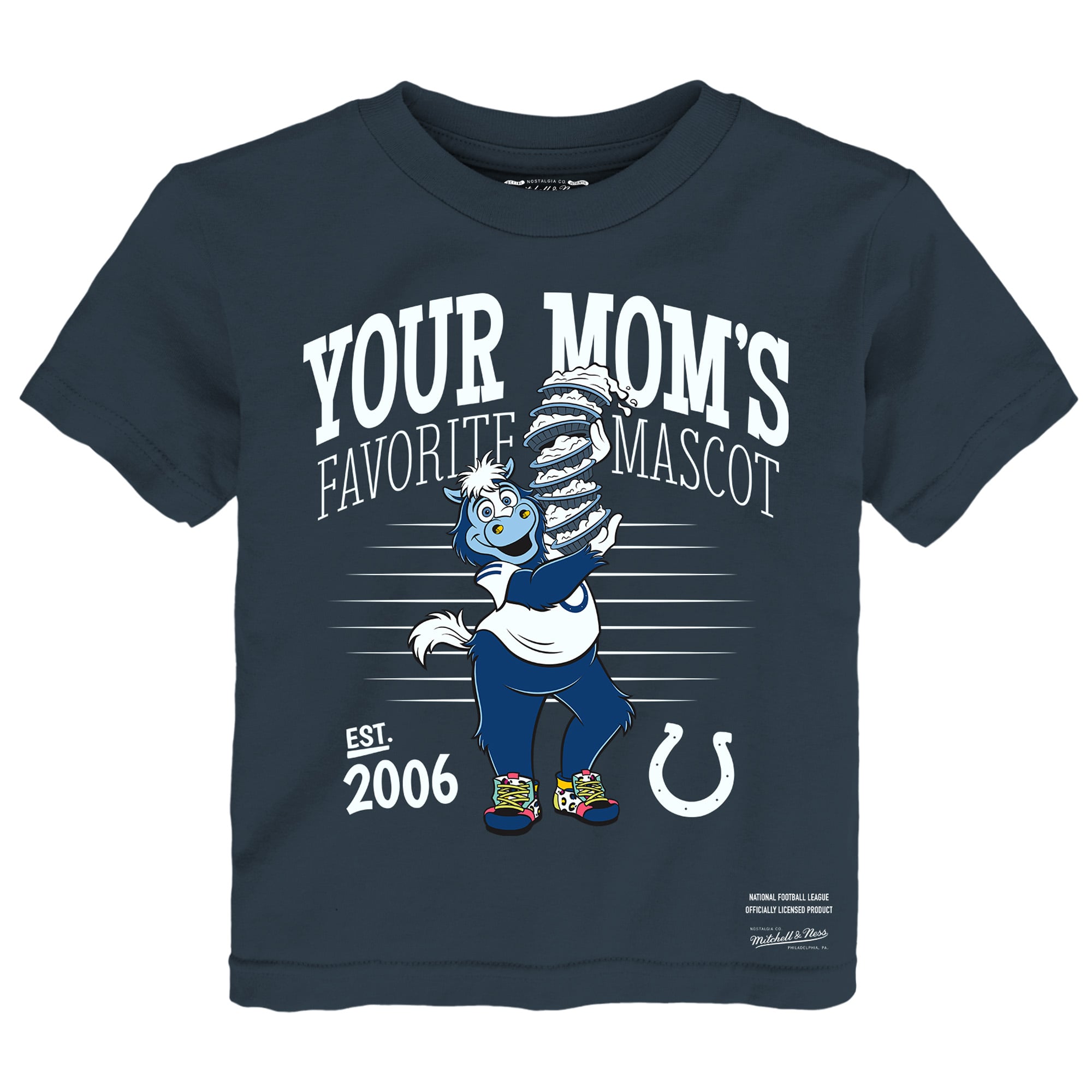 T-shirt Mitchell & Ness Charcoal Indianapolis Colts Mascot Pie Stack pour tout-petit