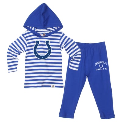  Indianapolis Colts Wes & Willy Toddler Stripe Hooded Long Sleeve Top and Pant Set - Royal
