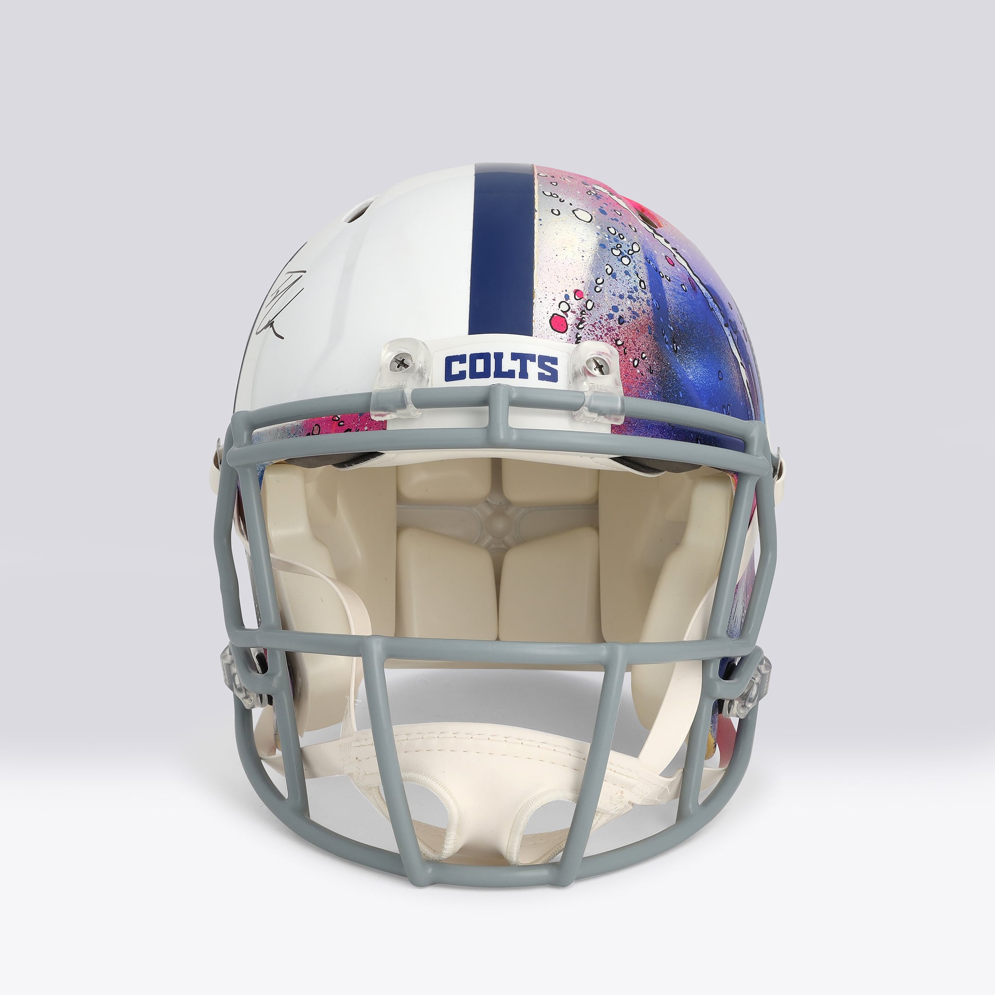 Casque Riddell Speed ​​Authentic autographié par Tyler Warren (Indianapolis Colts) - Illustration de Shawn Voelker - NF70444432