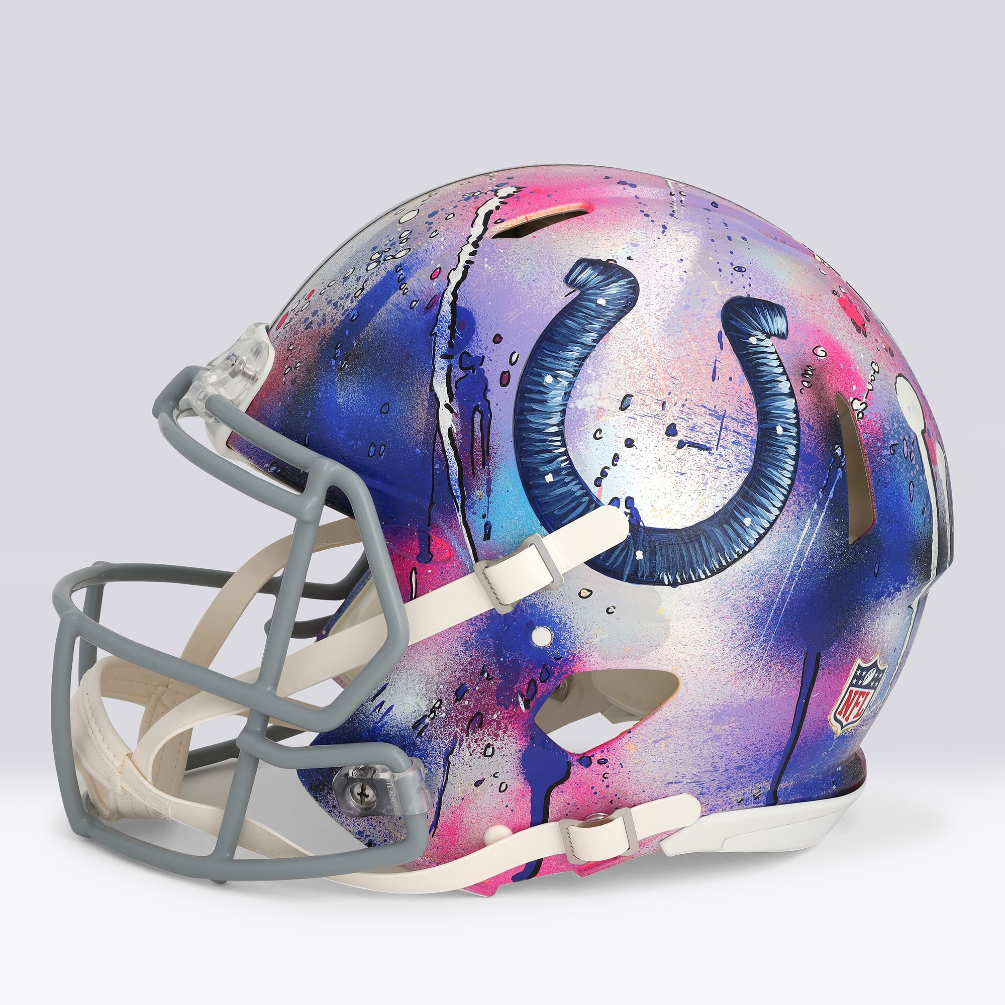Casque Riddell Speed ​​Authentic autographié par Tyler Warren (Indianapolis Colts) - Illustration de Shawn Voelker - NF70444432