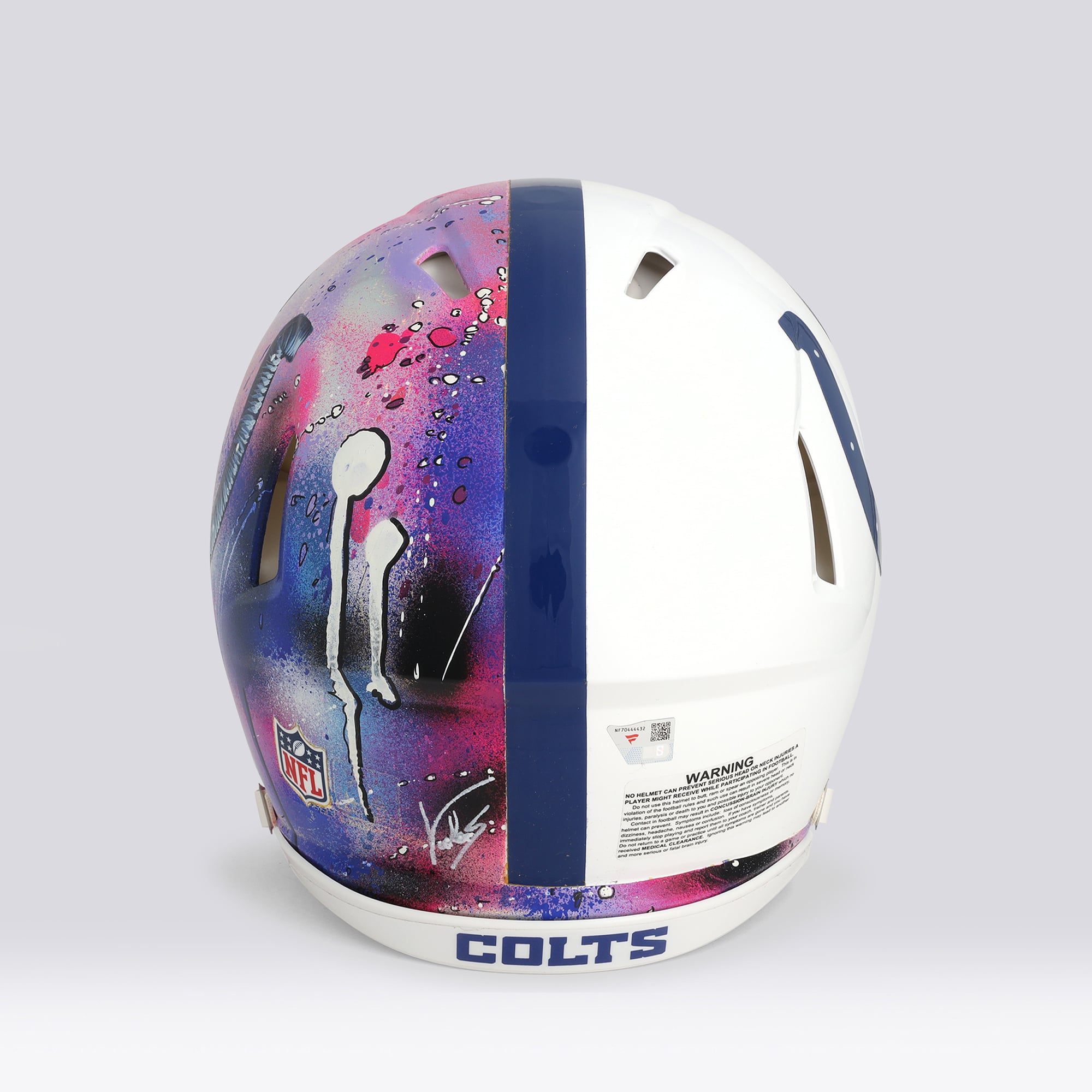 Casque Riddell Speed ​​Authentic autographié par Tyler Warren (Indianapolis Colts) - Illustration de Shawn Voelker - NF70444432
