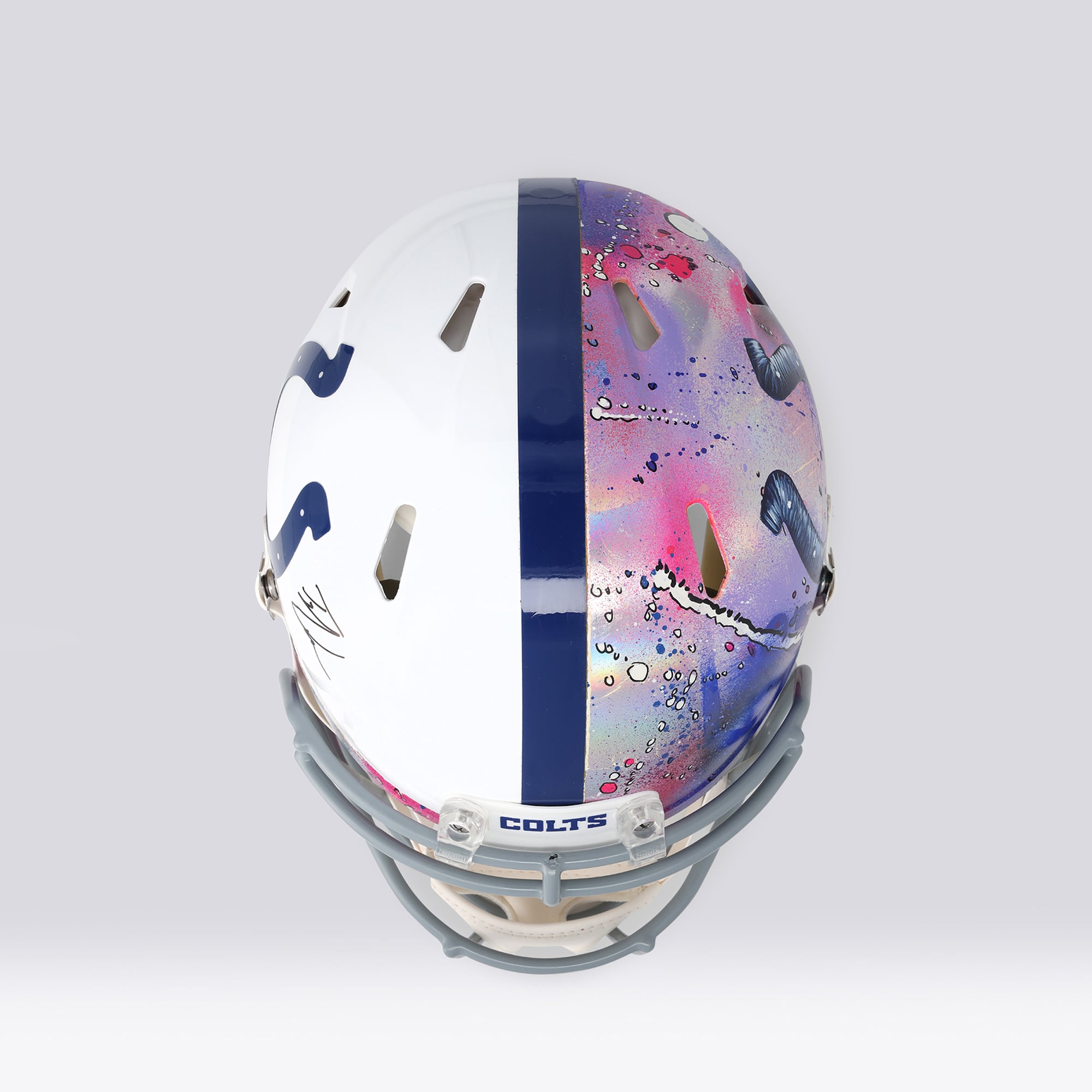 Casque Riddell Speed ​​Authentic autographié par Tyler Warren (Indianapolis Colts) - Illustration de Shawn Voelker - NF70444432