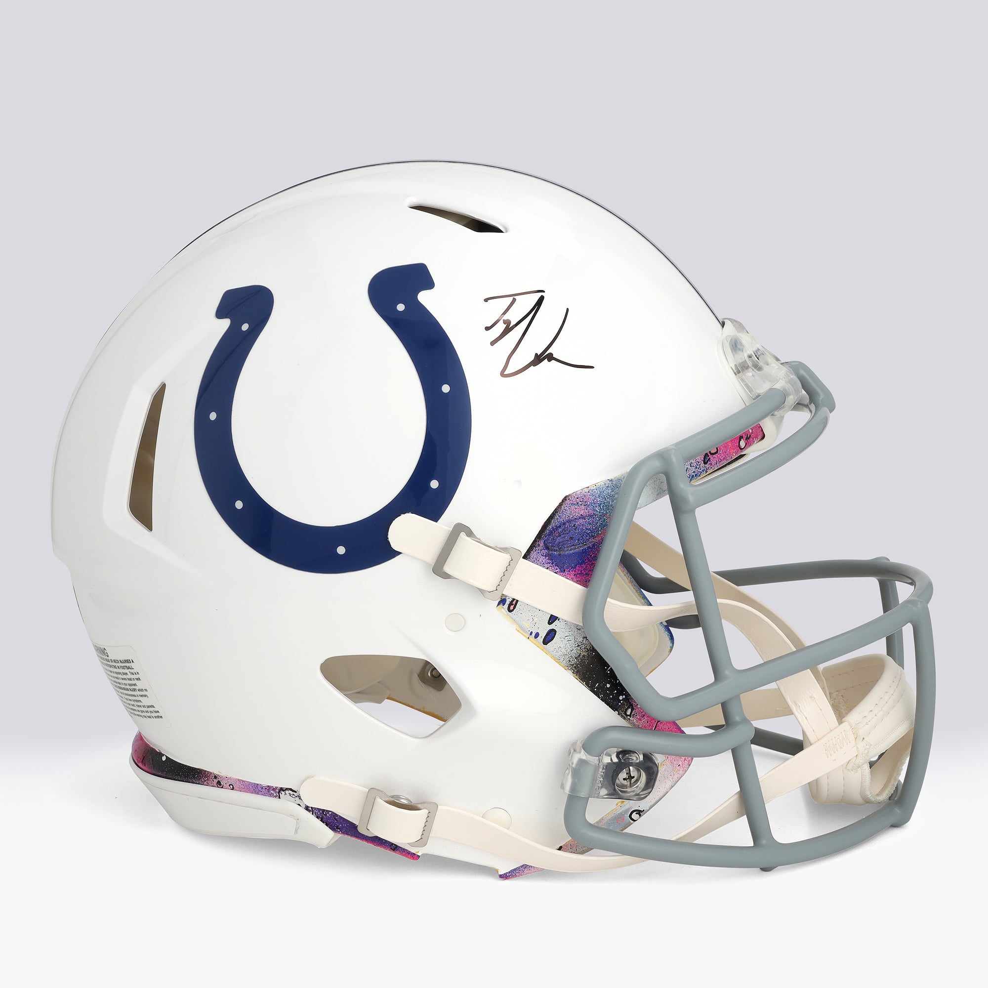 Casque Riddell Speed ​​Authentic autographié par Tyler Warren (Indianapolis Colts) - Illustration de Shawn Voelker - NF70444432