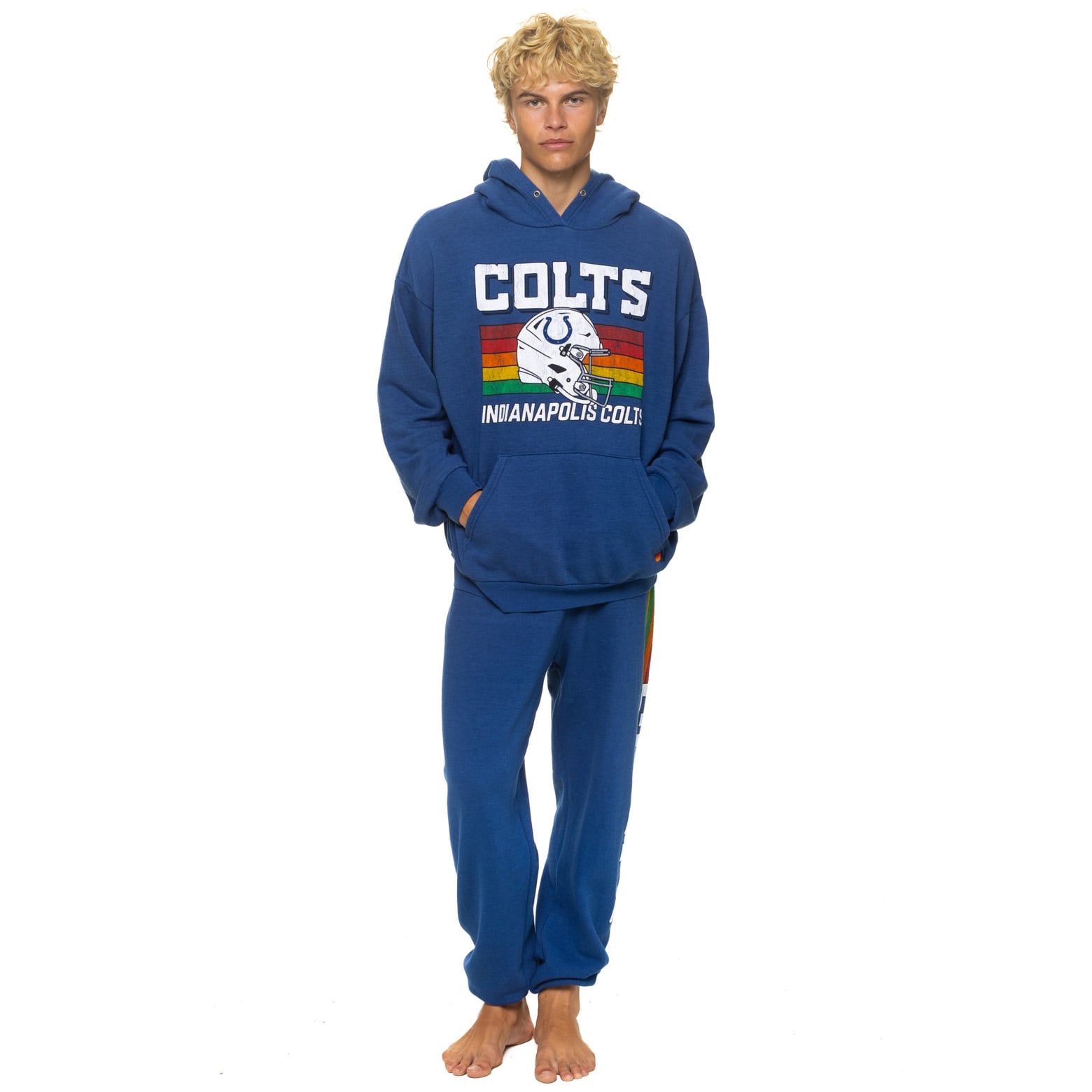 Sweat à capuche unisexe Aviator Nation Royal Indianapolis Colts Relaxed Tri-Blend