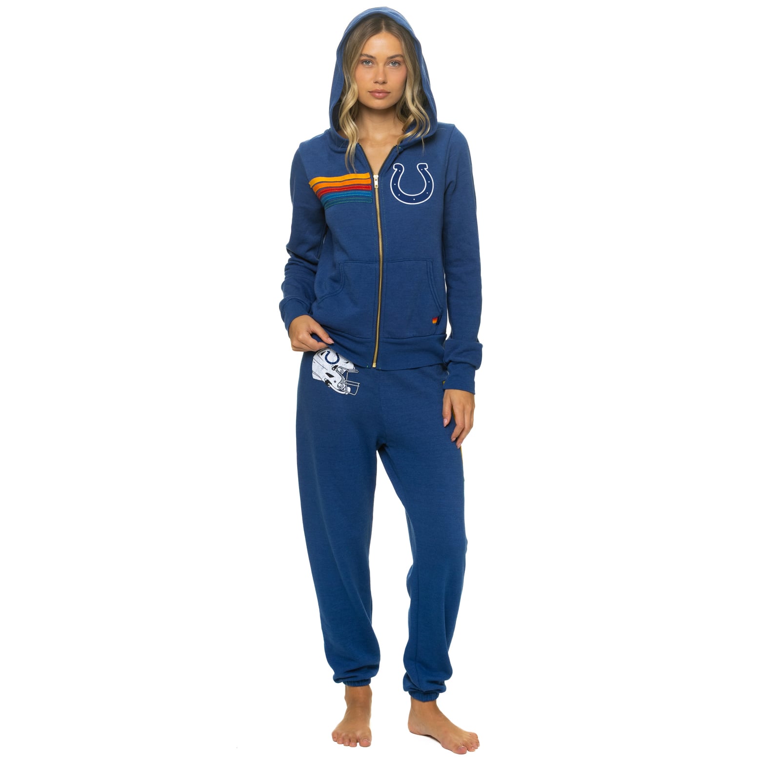 Sweat à capuche unisexe Aviator Nation Royal Indianapolis Colts en mélange de trois matières, fermeture éclair intégrale