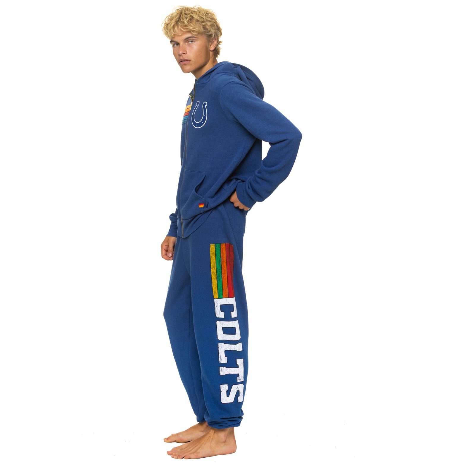 Sweat à capuche unisexe Aviator Nation Royal Indianapolis Colts en mélange de trois matières, fermeture éclair intégrale