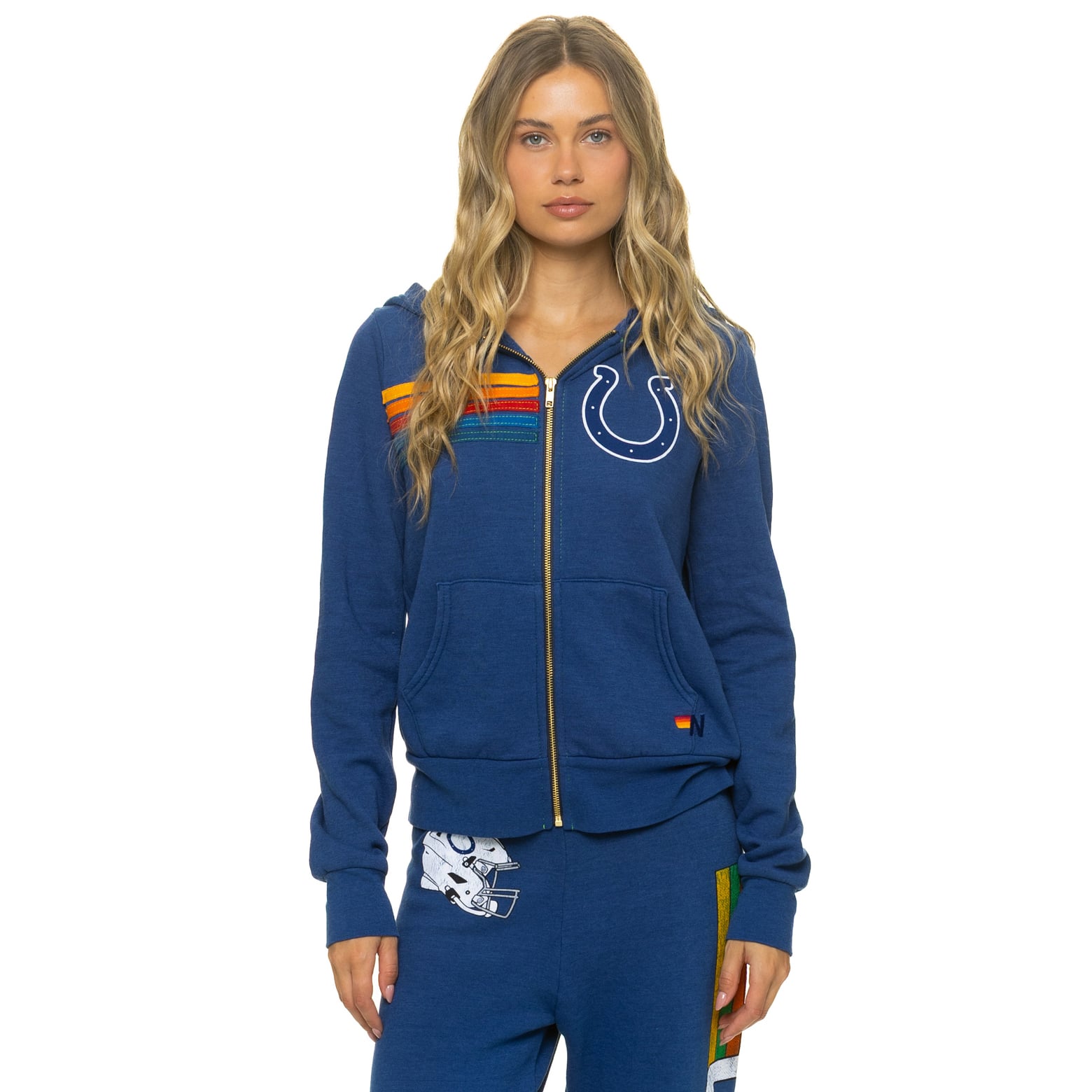Sweat à capuche unisexe Aviator Nation Royal Indianapolis Colts en mélange de trois matières, fermeture éclair intégrale