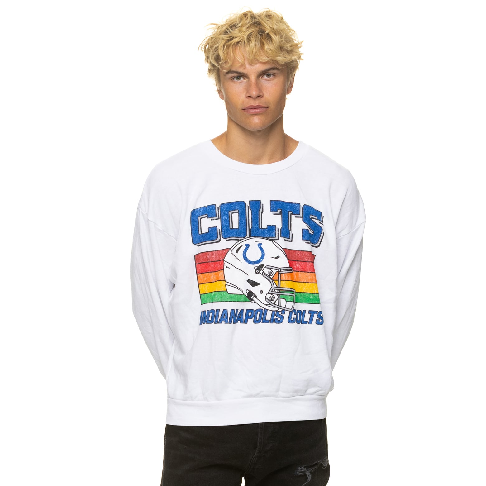 Sweat-shirt unisexe Aviator Nation blanc Indianapolis Colts, coupe décontractée, en mélange de trois matières
