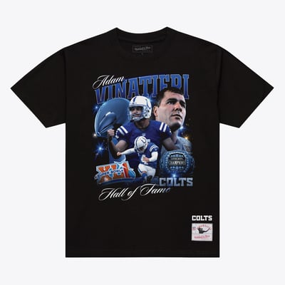 Adam Vinatieri Indianapolis Colts Mitchell & Ness Unisex Hall of Fame Collage T-Shirt - Black