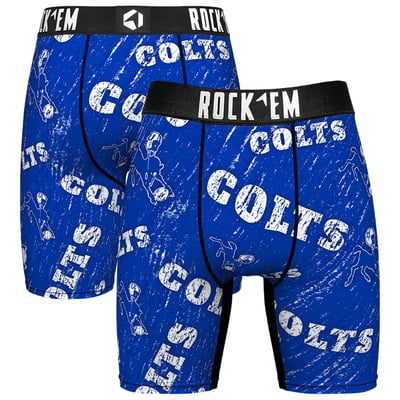  Indianapolis Colts Rock Em Unisex Throwback Logo Allover Boxer Briefs - Royal
