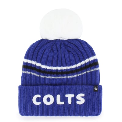  Indianapolis Colts '47 Women's Fuzzy Script Cuffed Knit Hat with Pom - Royal