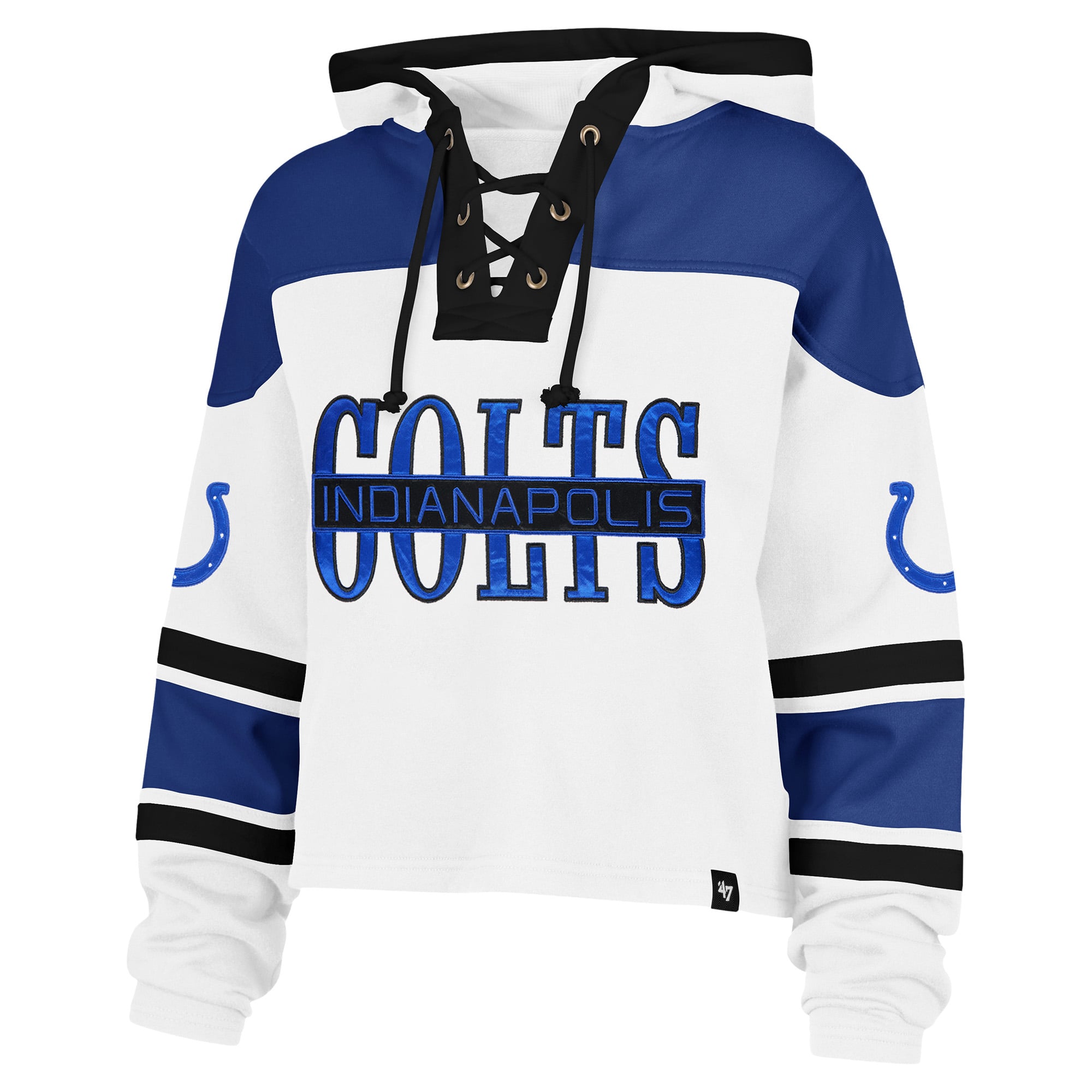 Women's '47 White Indianapolis Colts Cut Thru Superior Lacer Hoodie